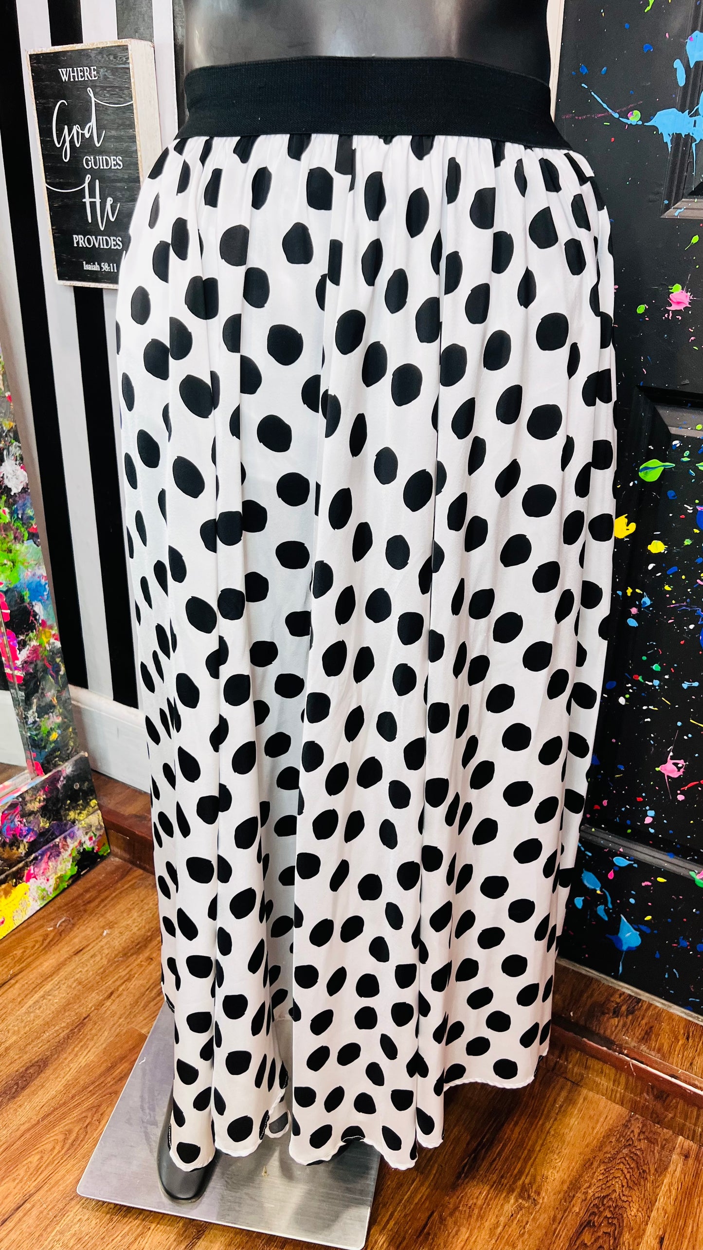 Ashley Stewart Polka Dot Black & White Skirt (14/16)