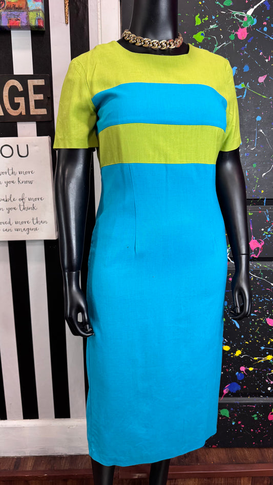 Vintage Color Block Striped Dress (13/14)