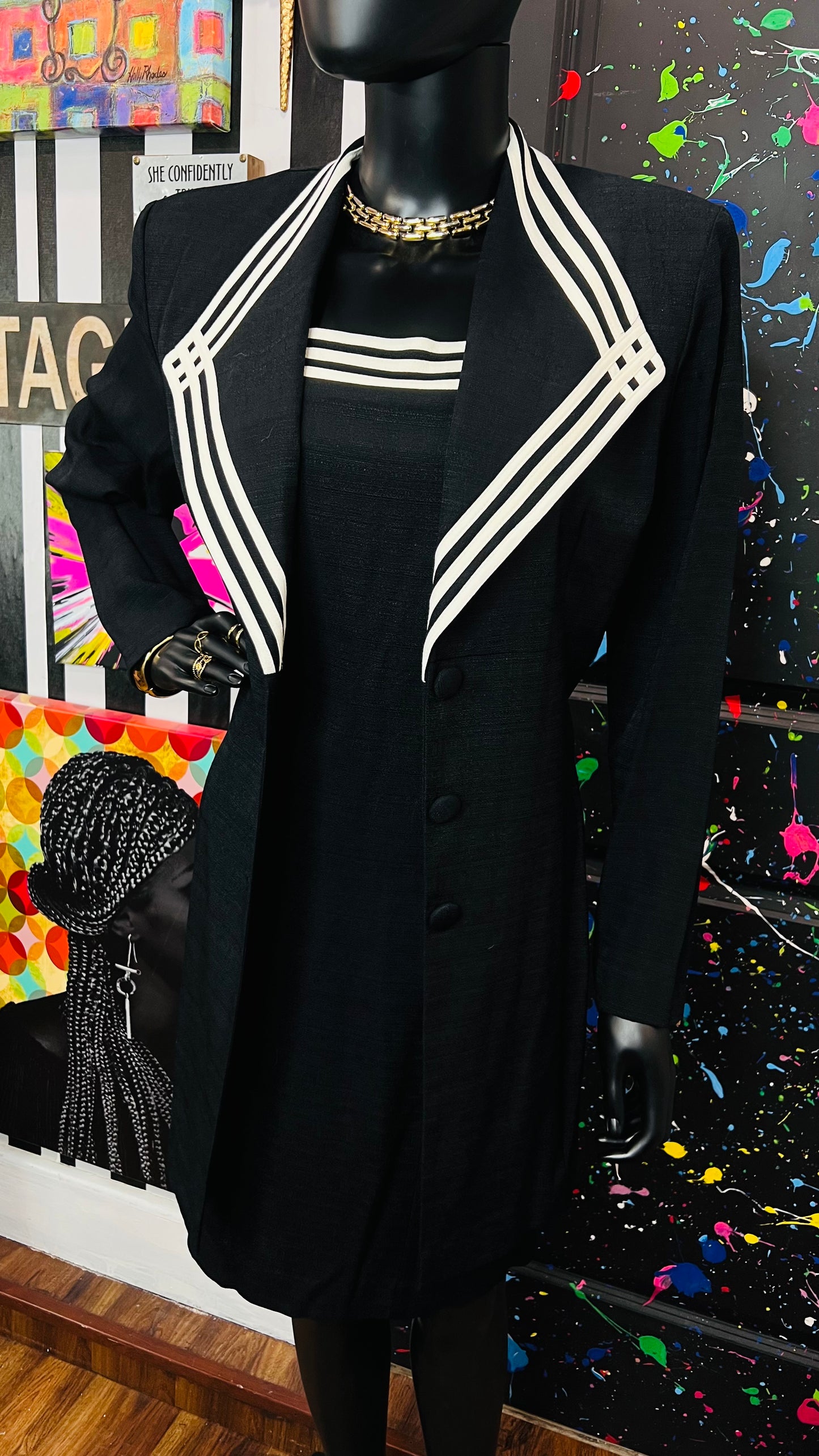 Vintage Black & White Dress & Blazer Set- DeadStock w/Tags (12)
