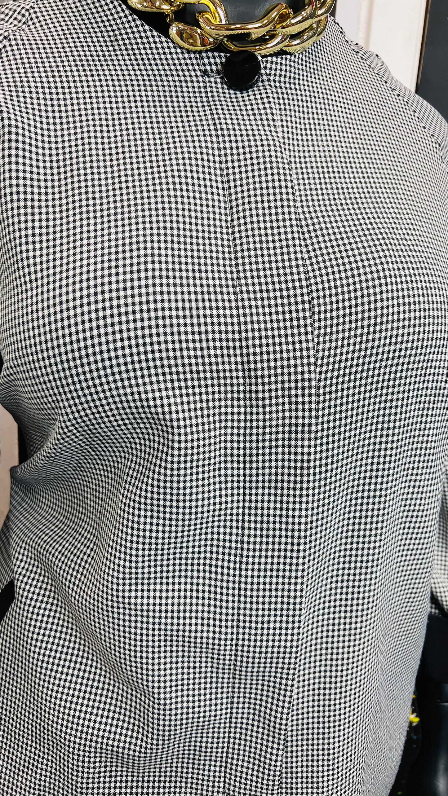 Vintage Black & White Houndstooth Swing Blazer (16W)