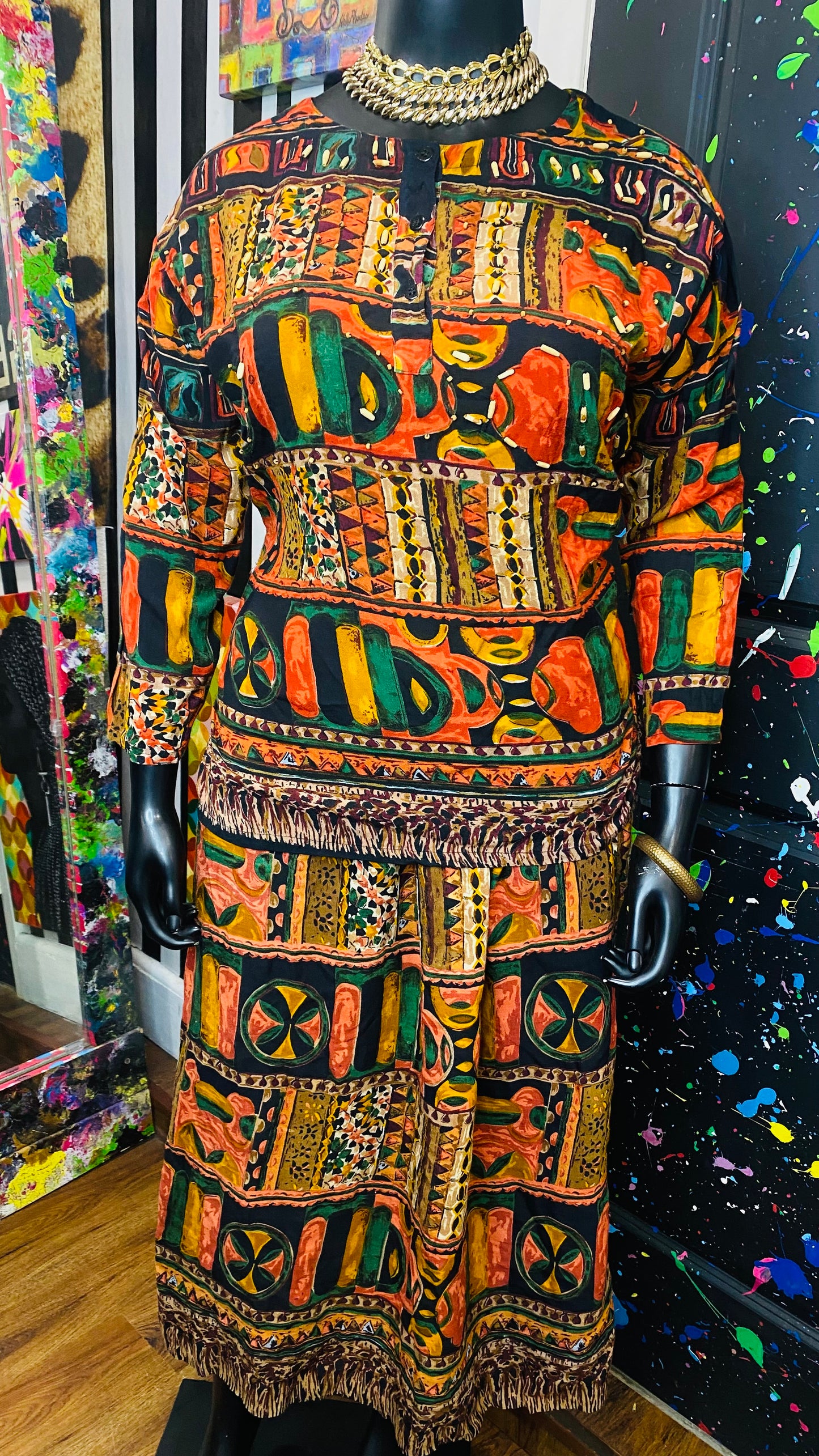 Vintage Rayon African Skirt Set (18)