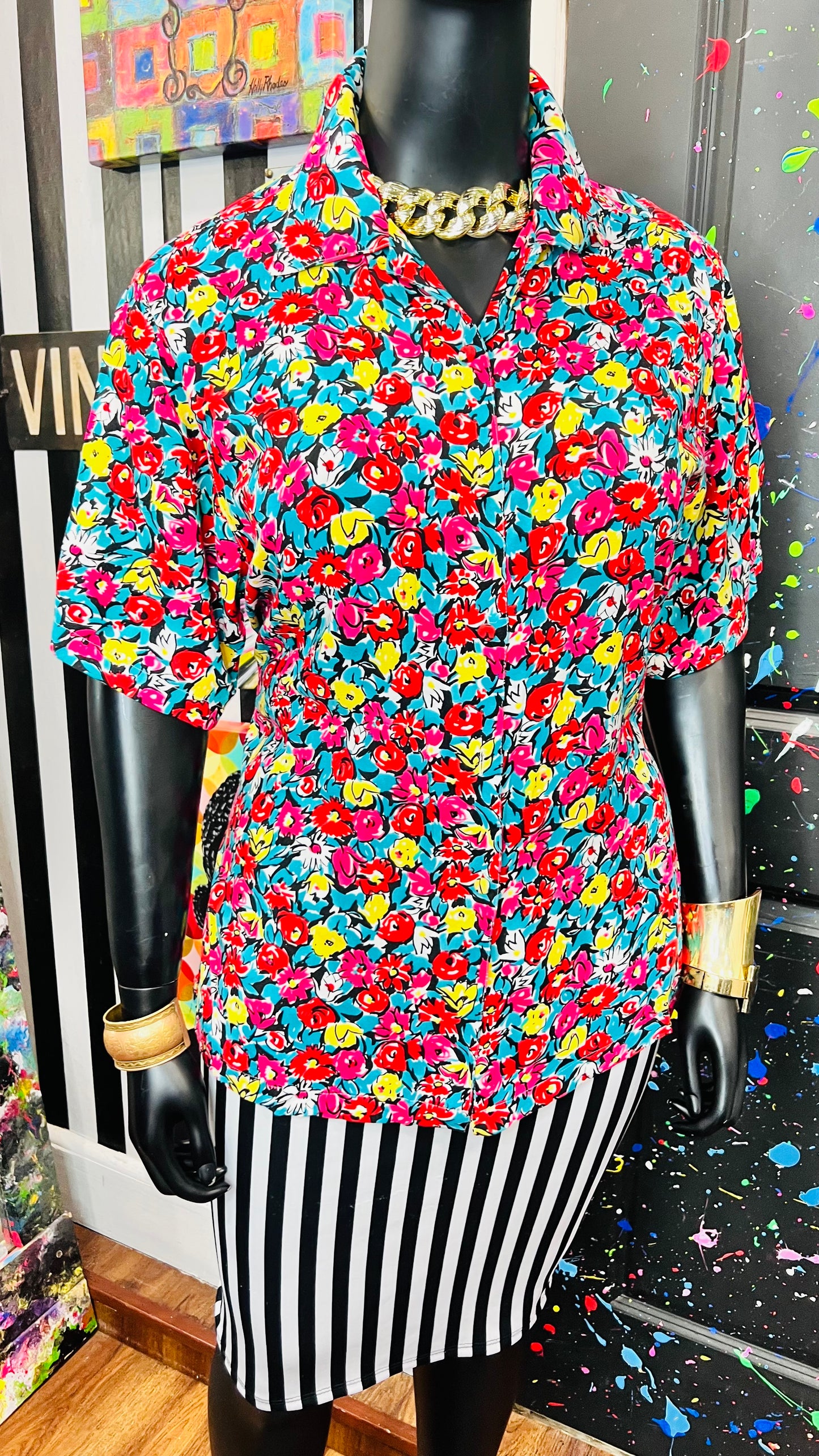 Vintage Bold Floral Blouse (16)