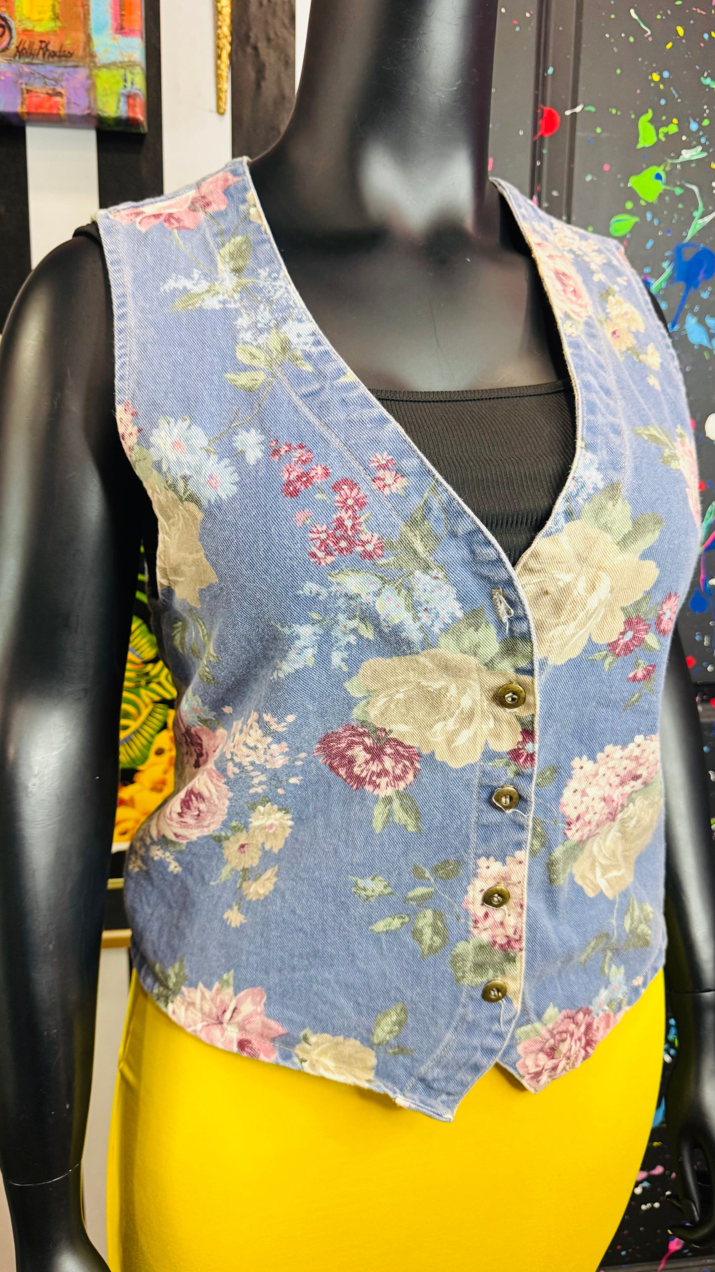 Vintage Denim & Floral Vest (14)