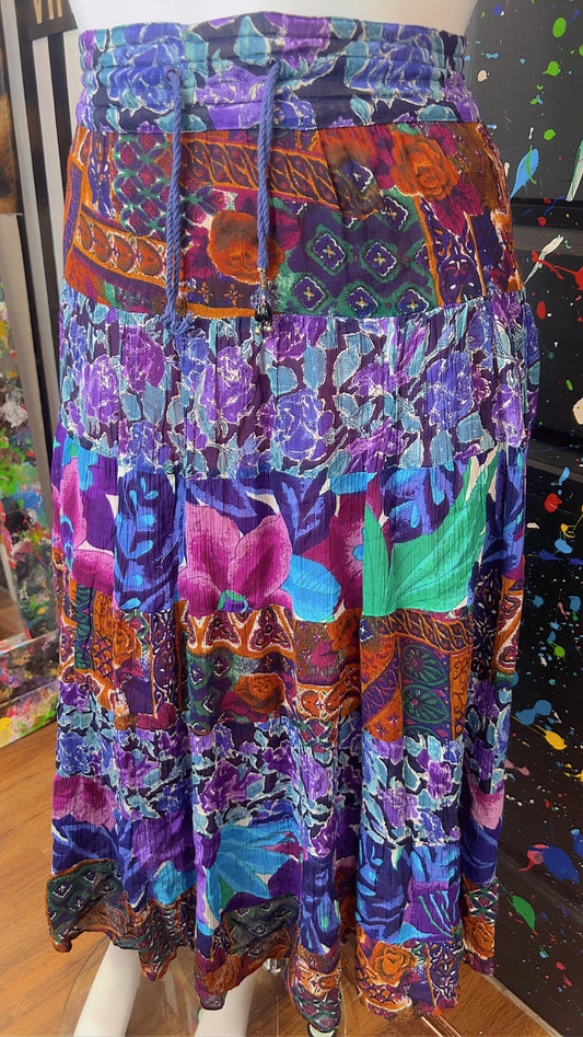 Vintage Rayon Drawstring Skirt (OS)