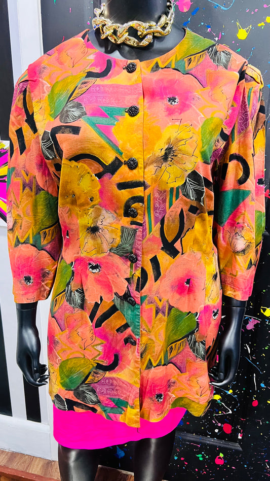 Vintage Rayon Jazzy Blouse (22W)