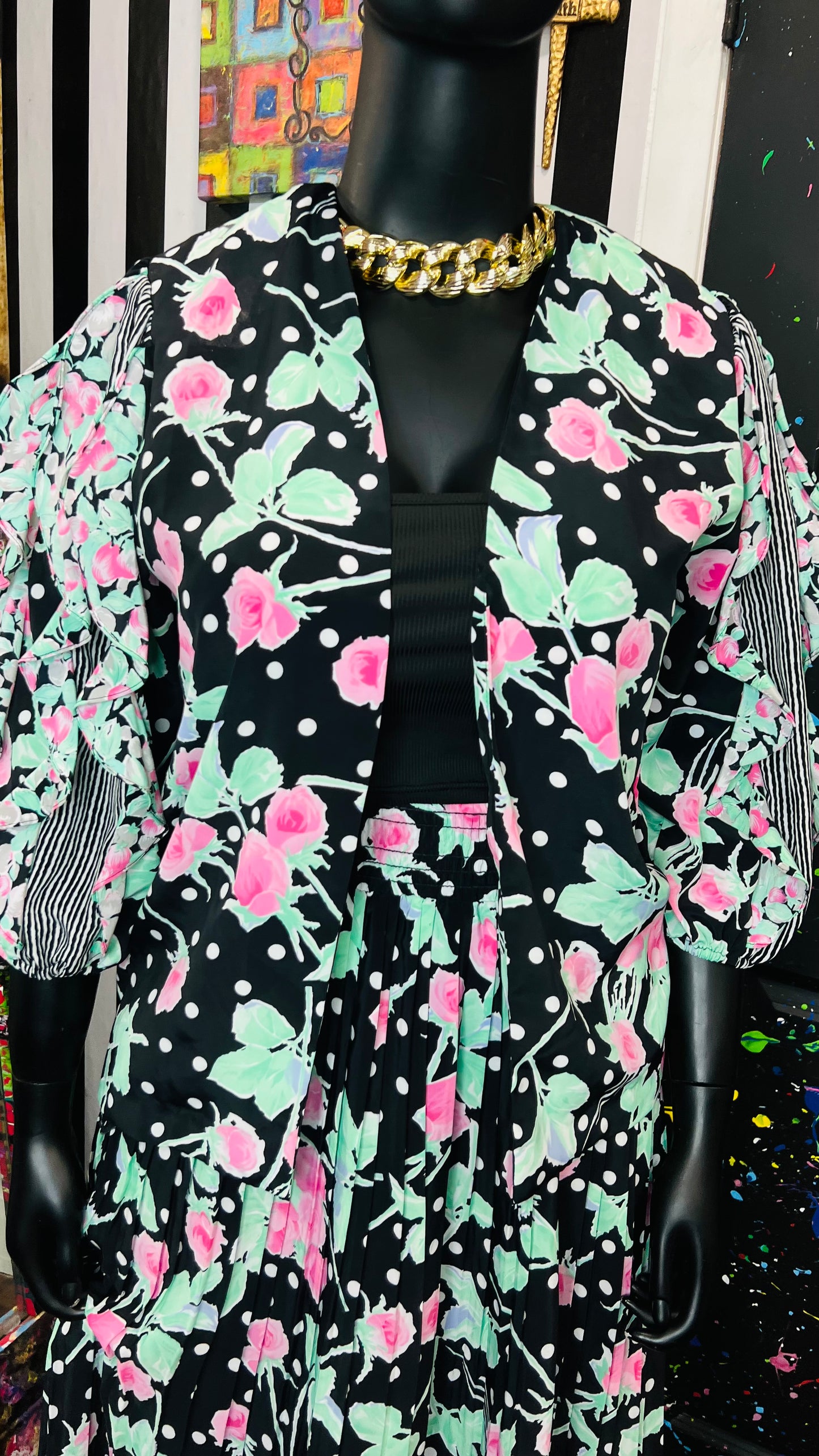 Vintage Polka Dot Blazer & Skirt Set (14)
