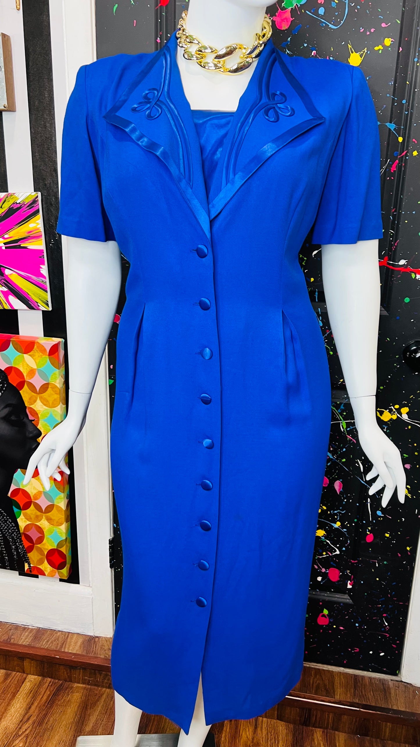 Vintage ‘Blues’ Statement Dress (20W)