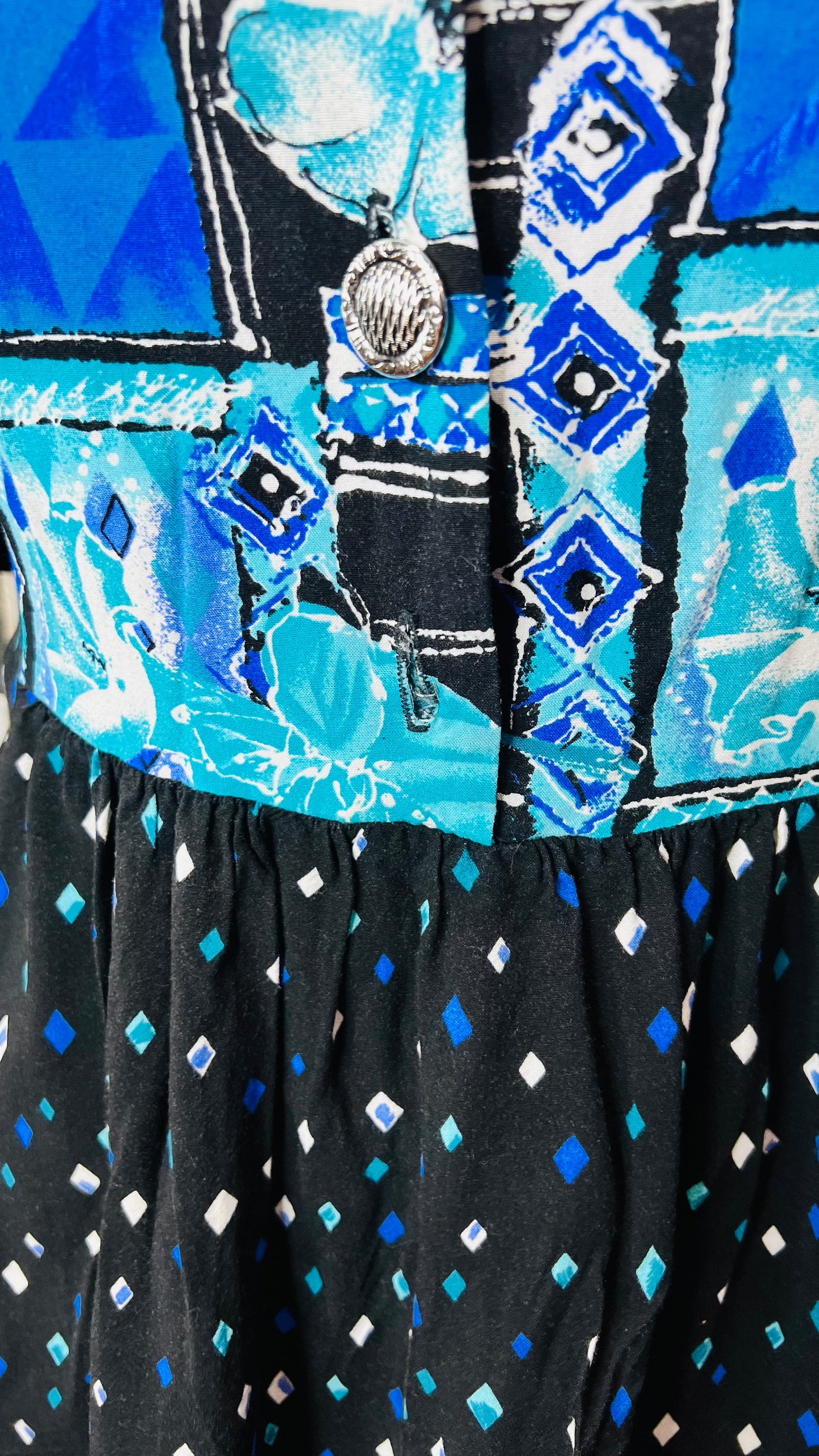 Vintage Rayon Abstract Print Dress (20)