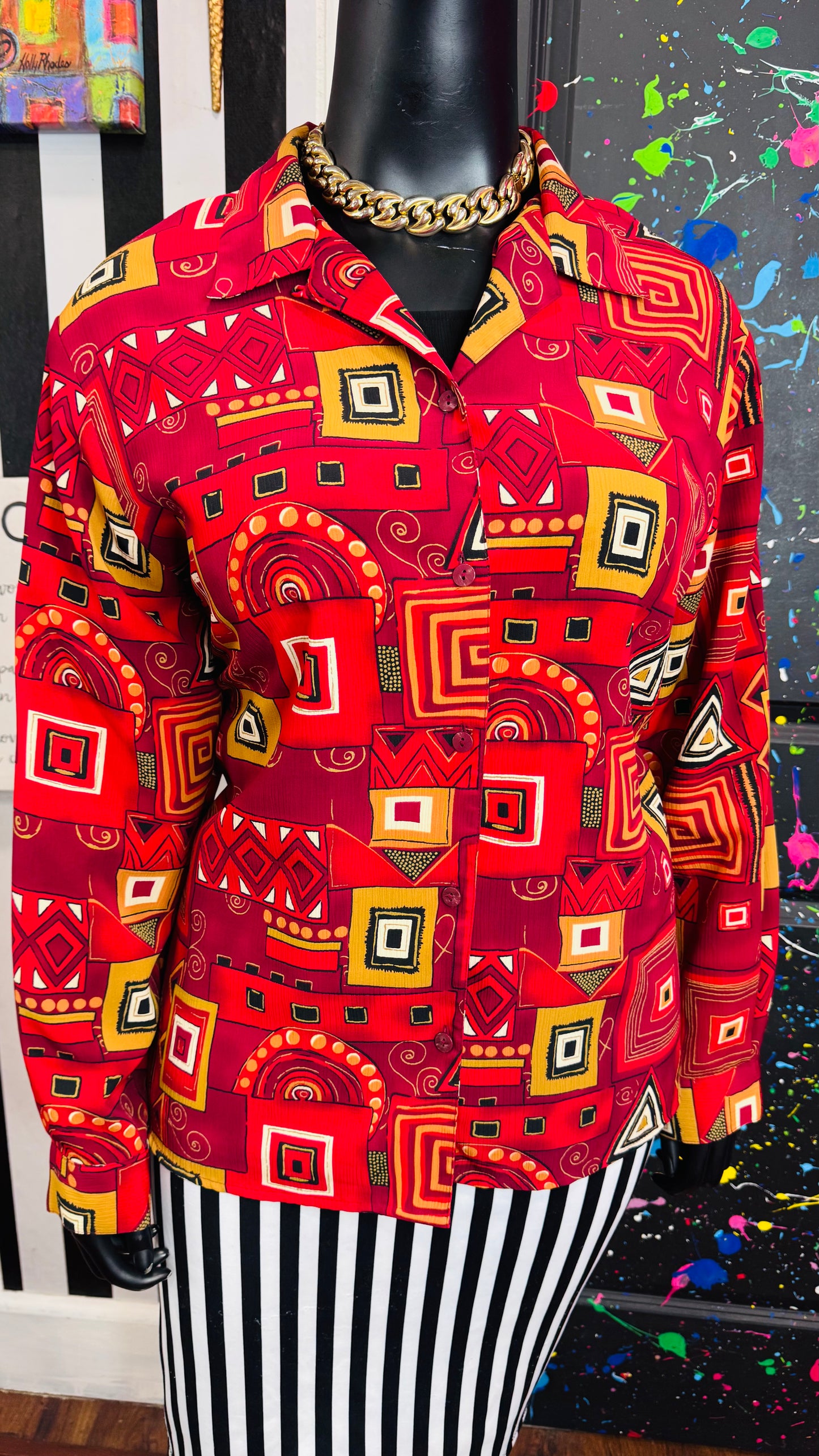 Vintage Notations Long Sleeve Blouse (24)