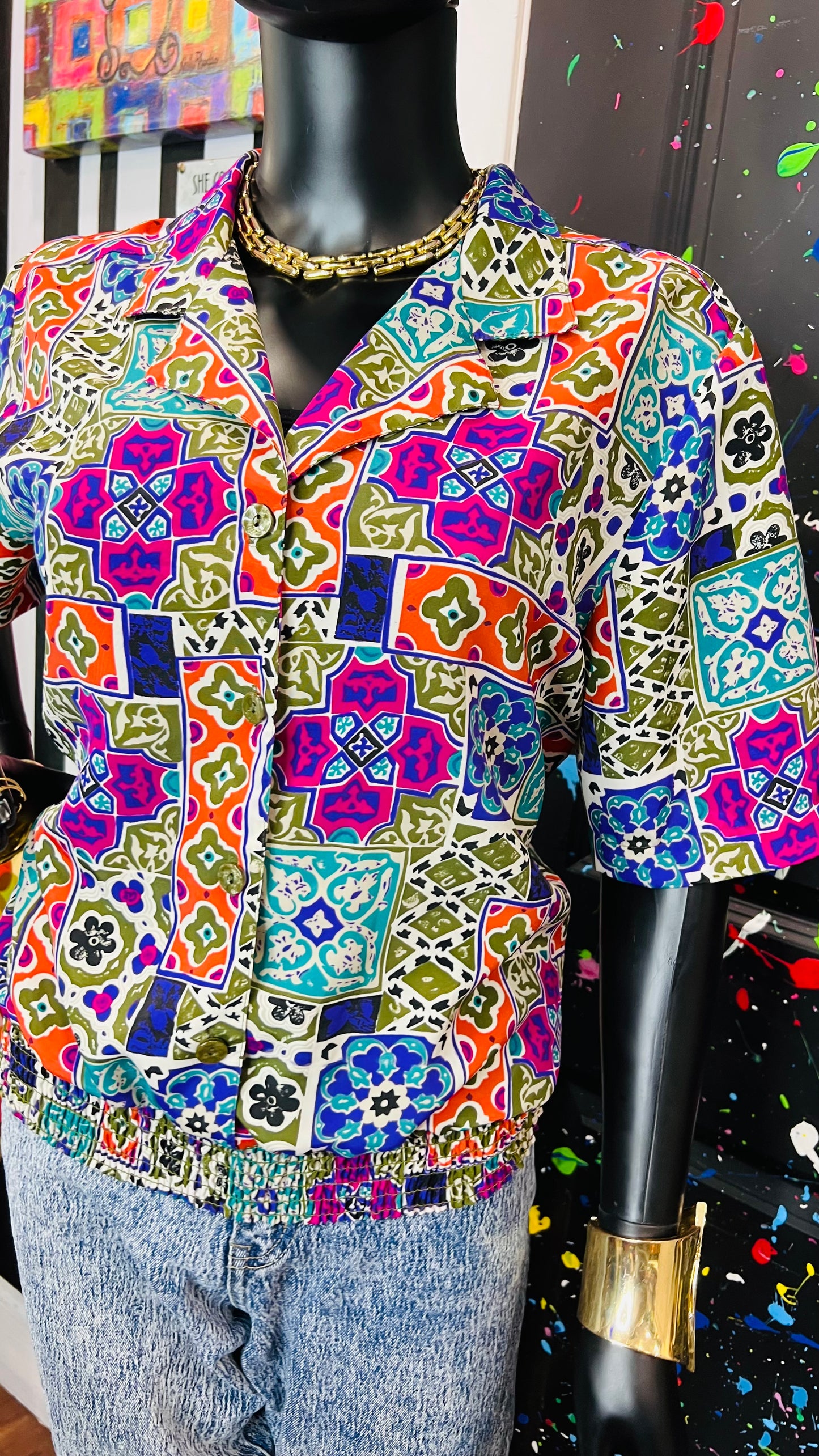 Vintage Mix Print Blouse (12)