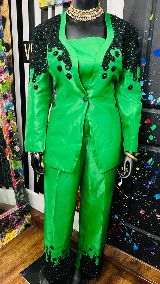 Vintage Green & Black Suit (22)