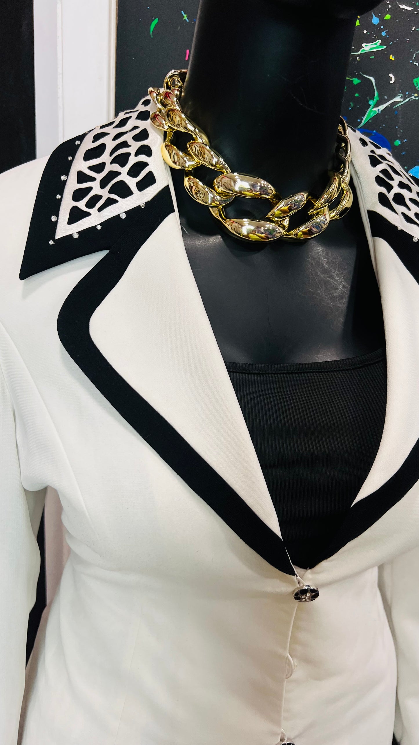 Vintage Jeweled Zebra Print Skirt Suit (16W)