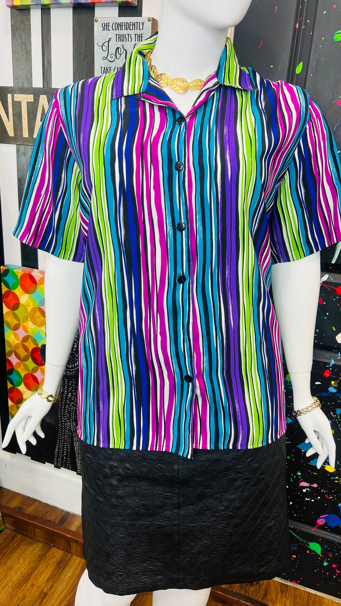 Vintage Lined Polyester Blouse (24W)