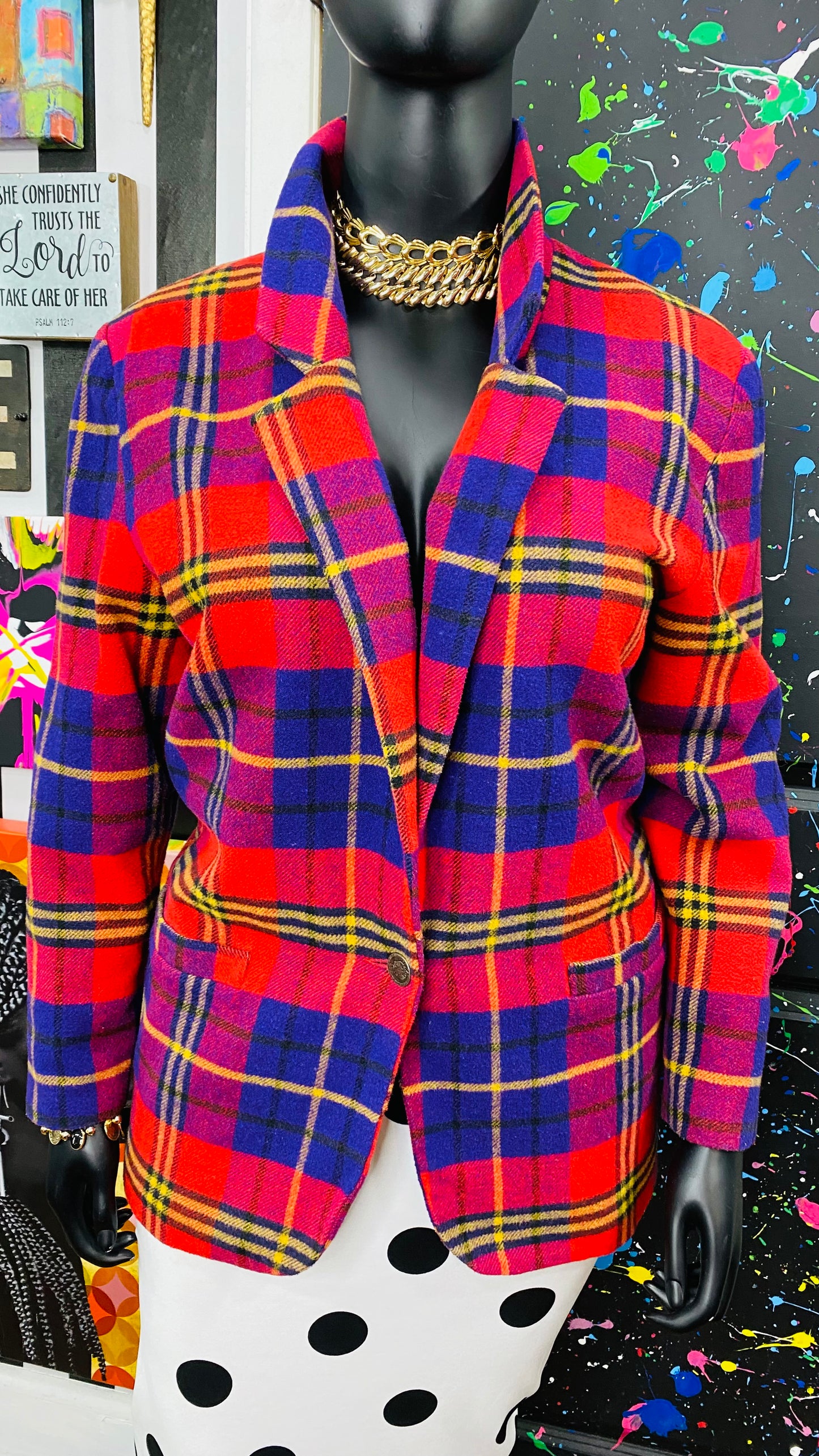 Vintage Plaid Wool (lined) Blazer (16)