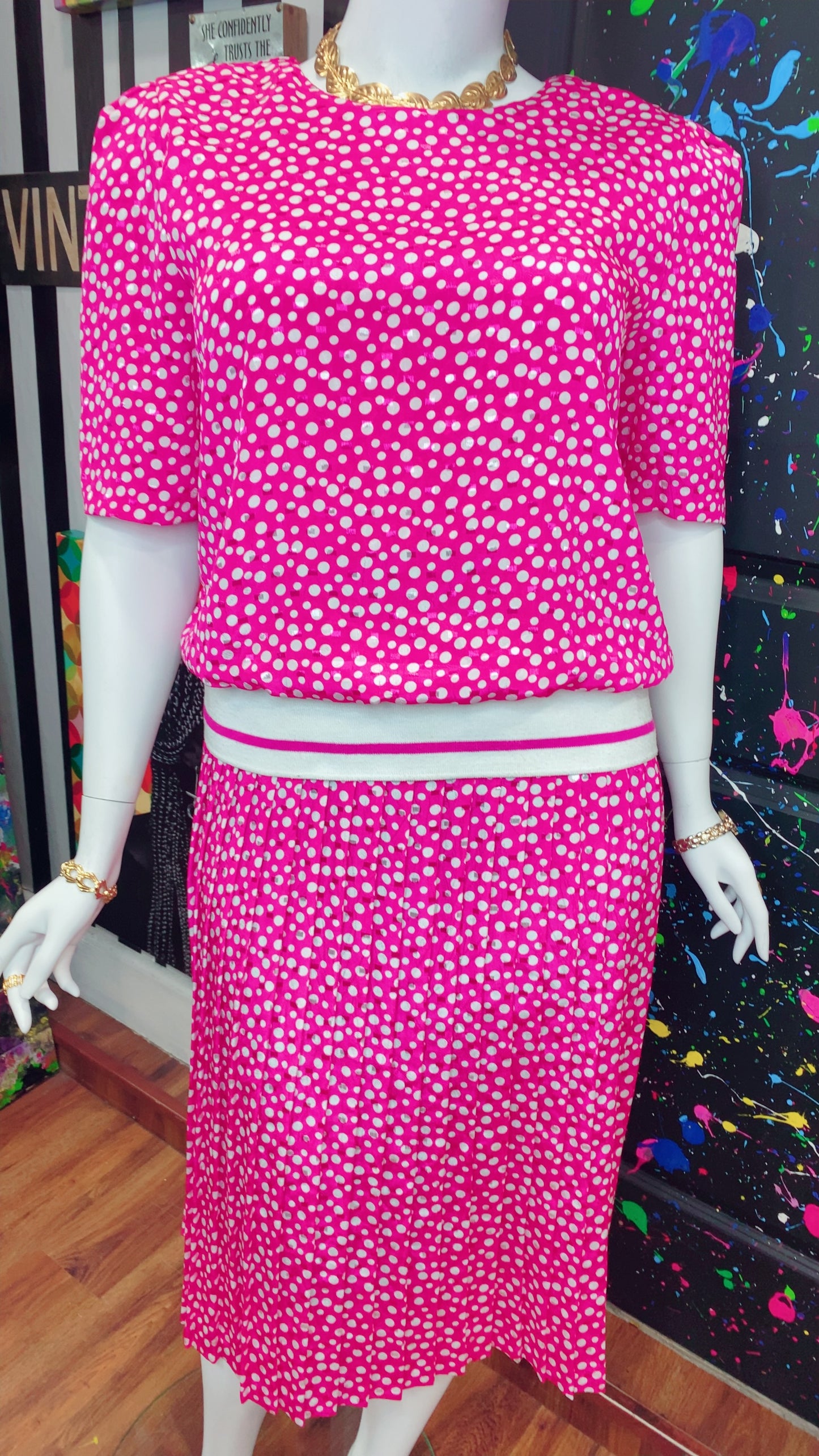 Pink & White Polka Dot Dress (18)