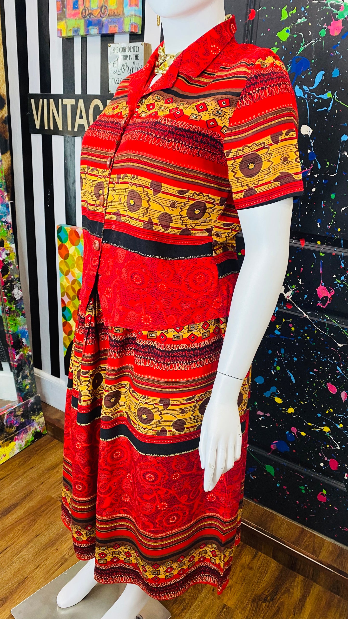 Vintage Tribal Print Skirt Set (14)