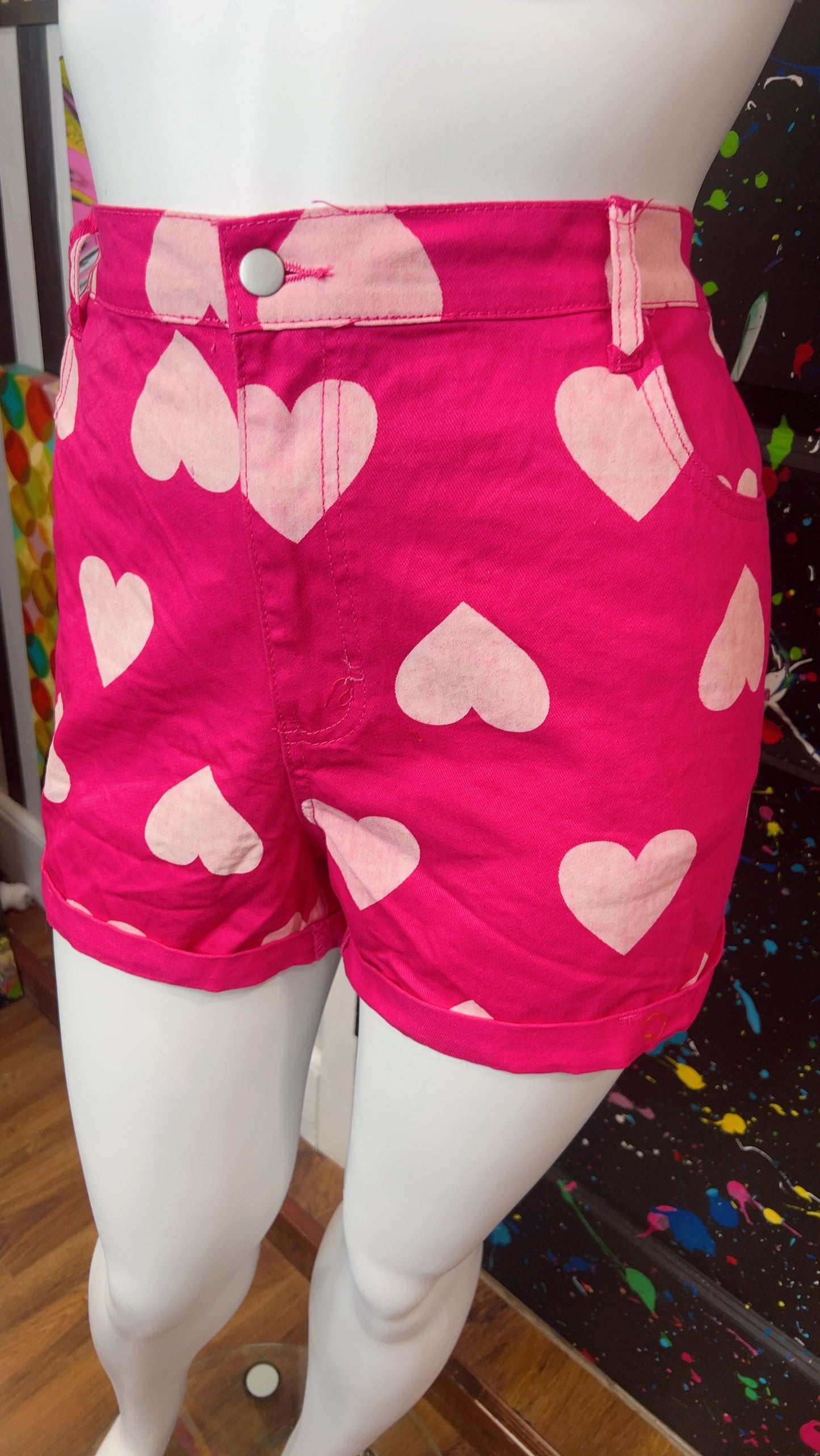 Denim Pink Heart Shorts (20)