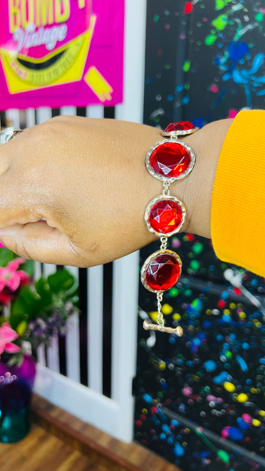 Vintage Red Jewel Bracelet (Metal)