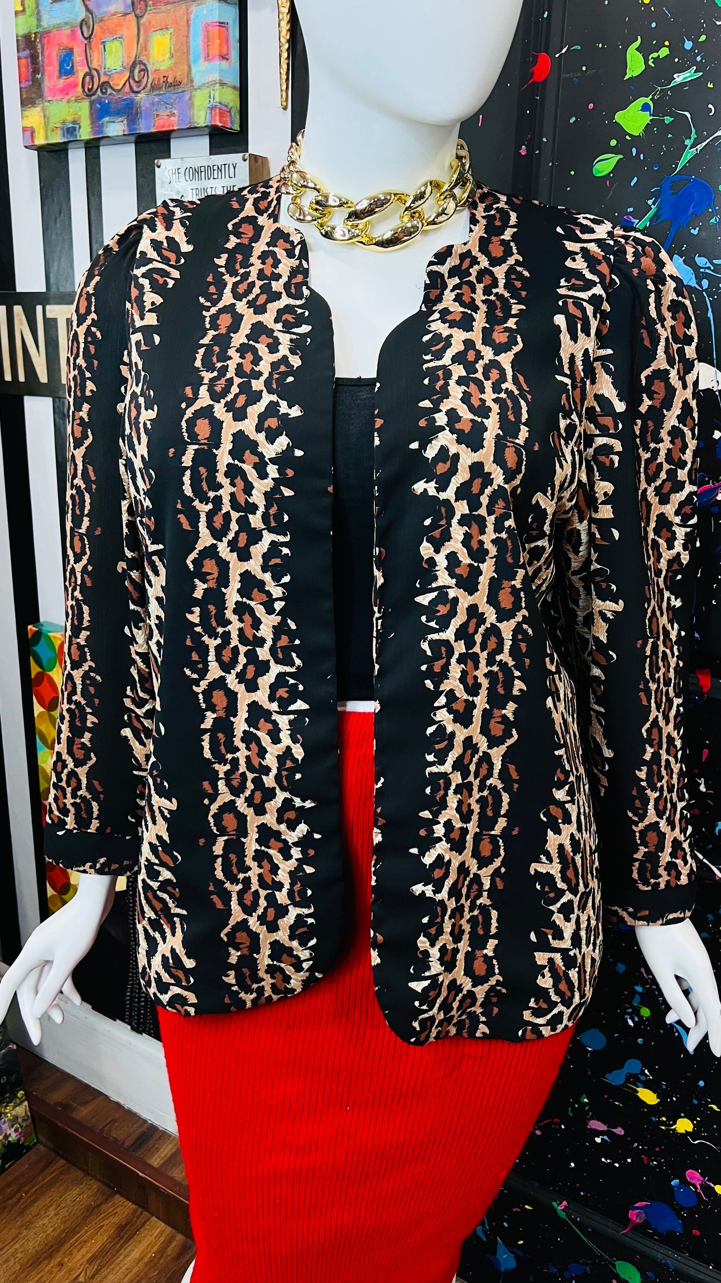 Vintage Animal Print Open Duster (18W)