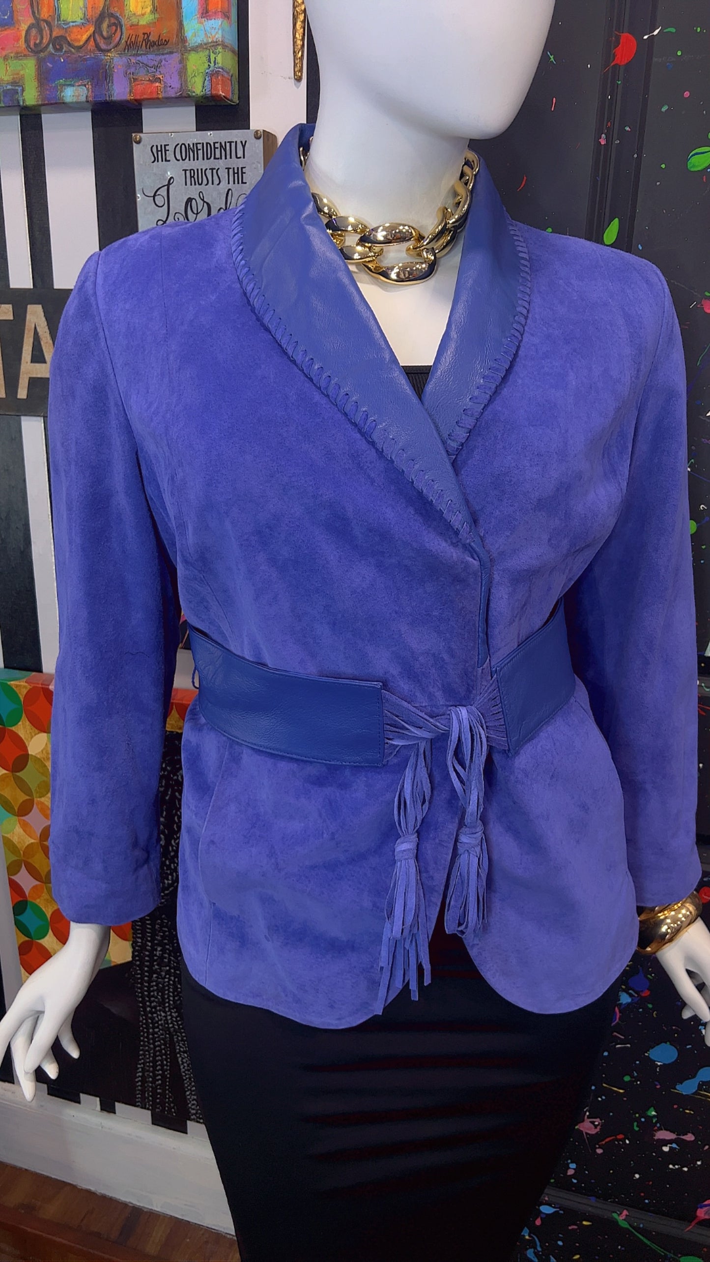 Vintage Suede Leather Jacket with Belt (18)