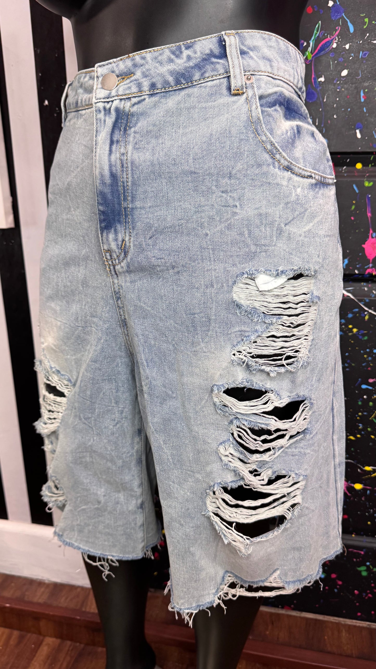 Denim Distressed Shorts (18)