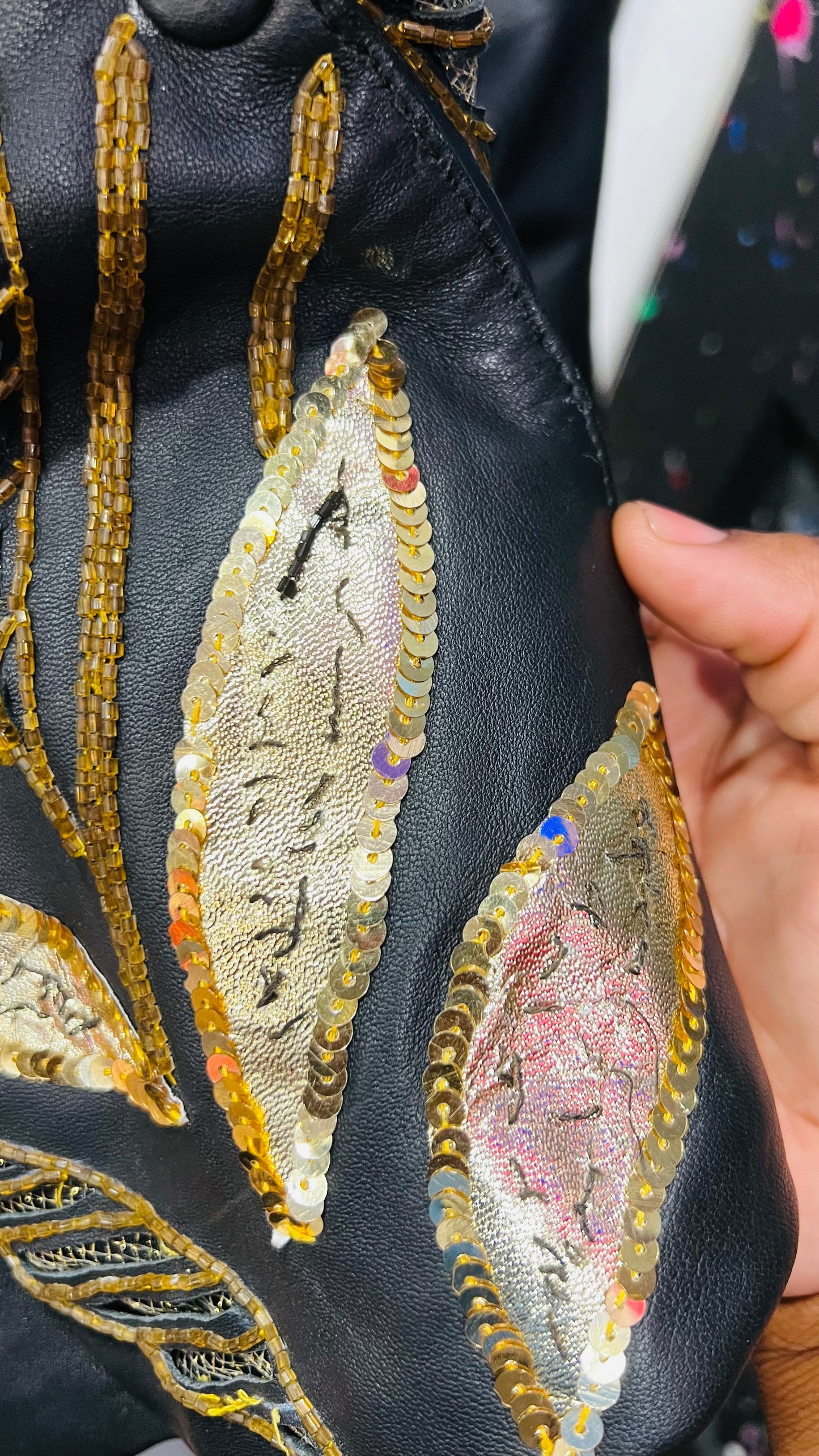 Vintage Genuine Leather & Sequin Skirt Suit (24)