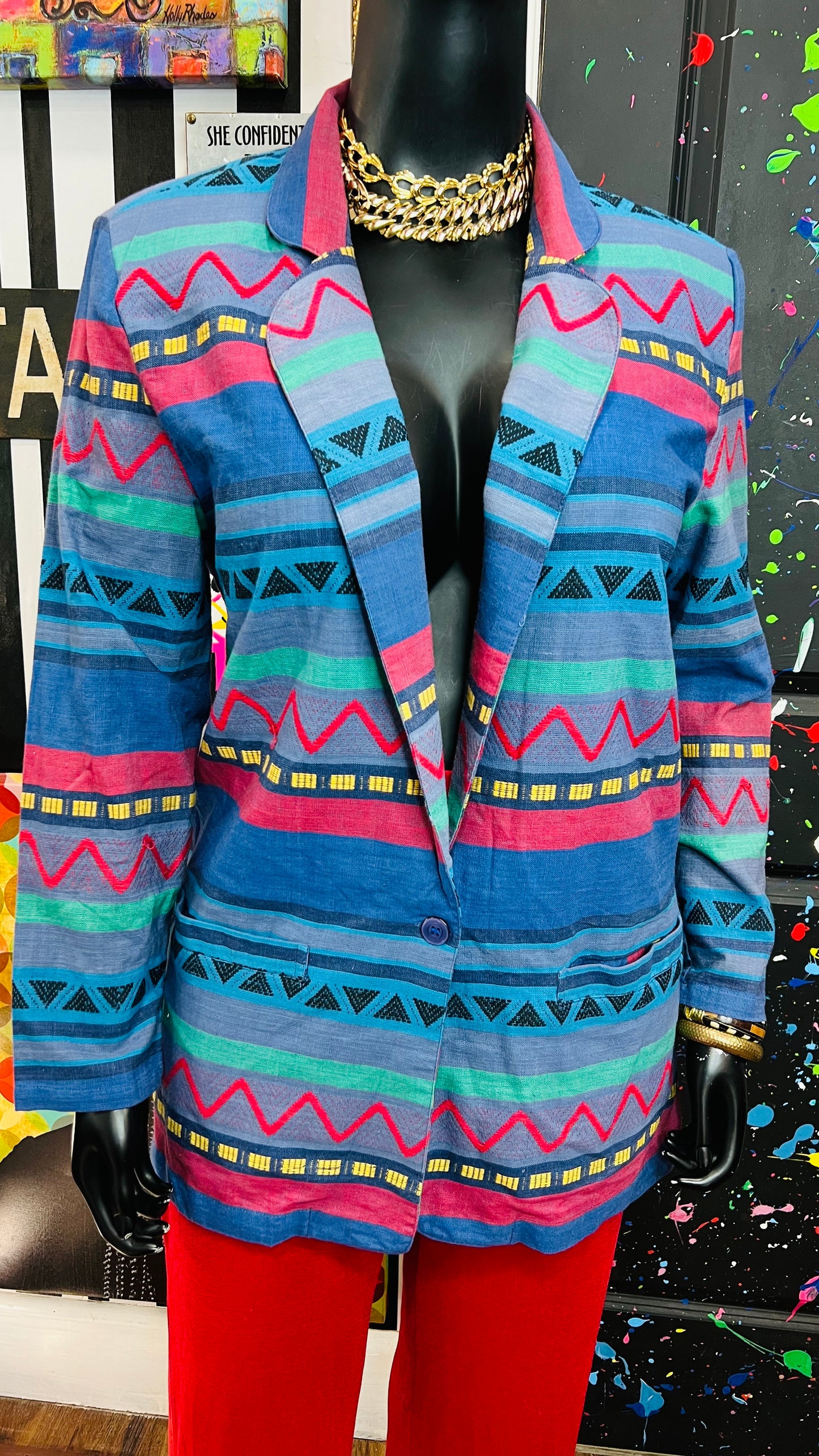 Vintage Tribal Print Blazer (18)