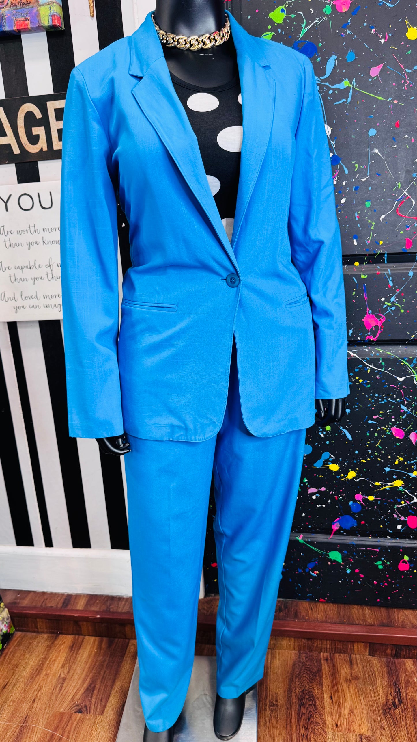 Vintage Blue Power Pants Suit (16T)