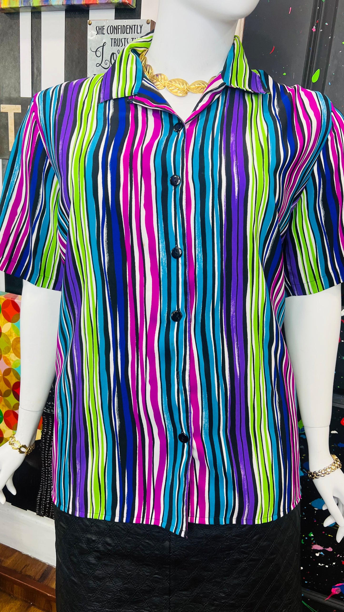 Vintage Lined Polyester Blouse (24W)