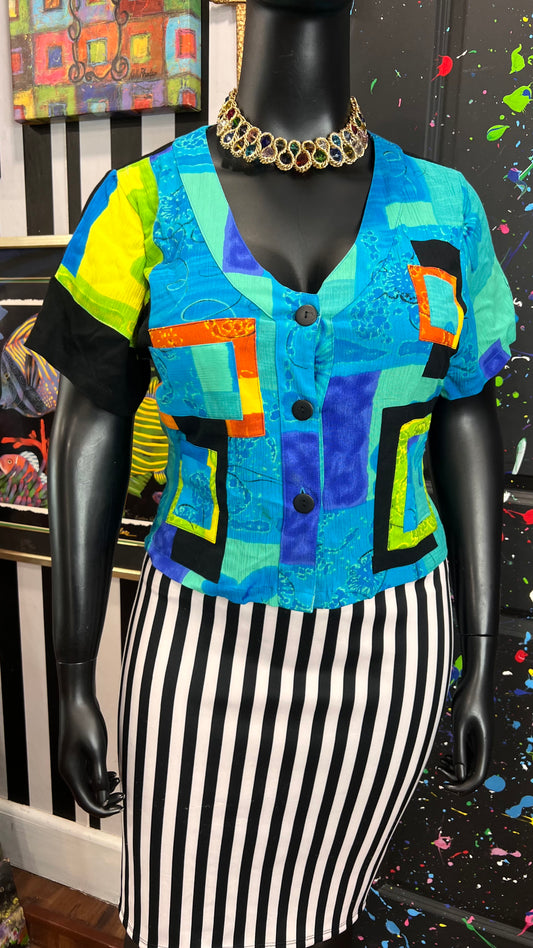 Vintage 90’s Cropped Rayon Blouse (14)