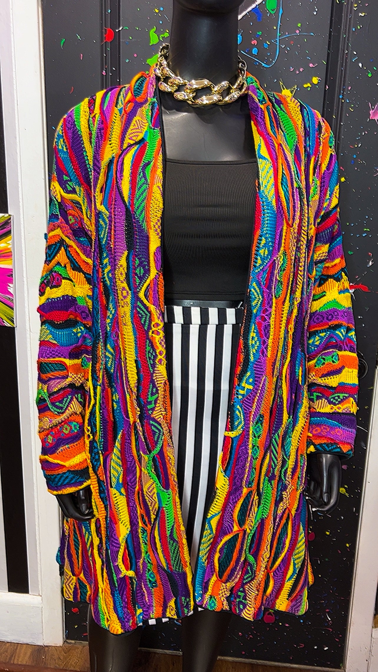 Vintage Coogi Wool (Fully Lined) Knit Duster- Has Shoulder Pads (22/24) *KC