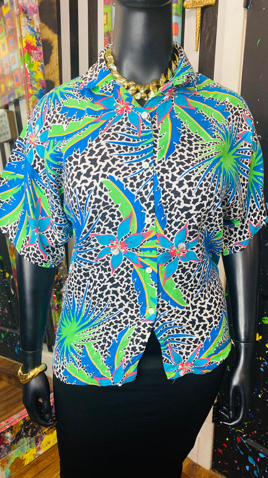 Vintage Abstract Rayon Blouse (16)