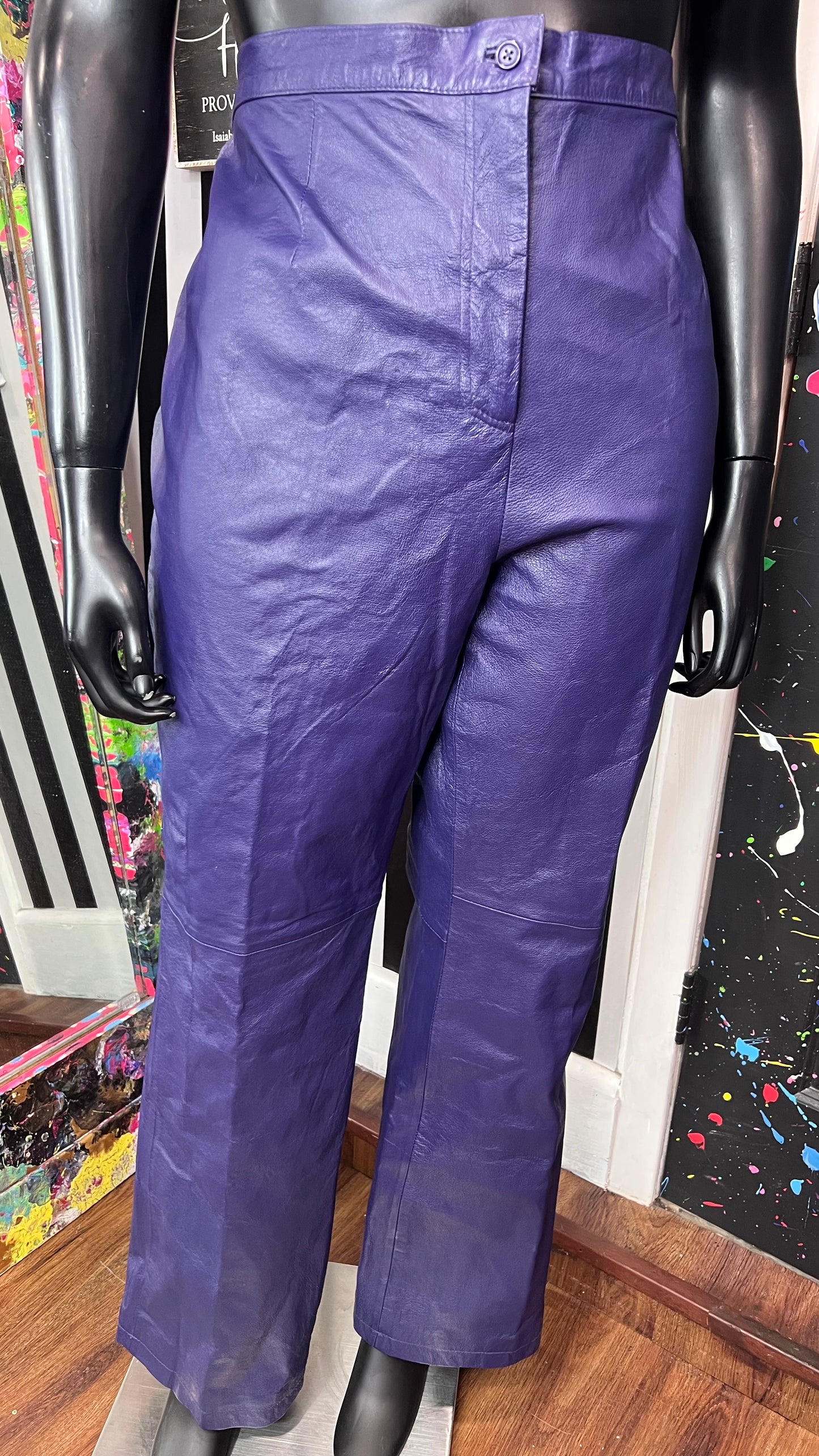 Vintage Genuine Leather Purple Pants (22T)