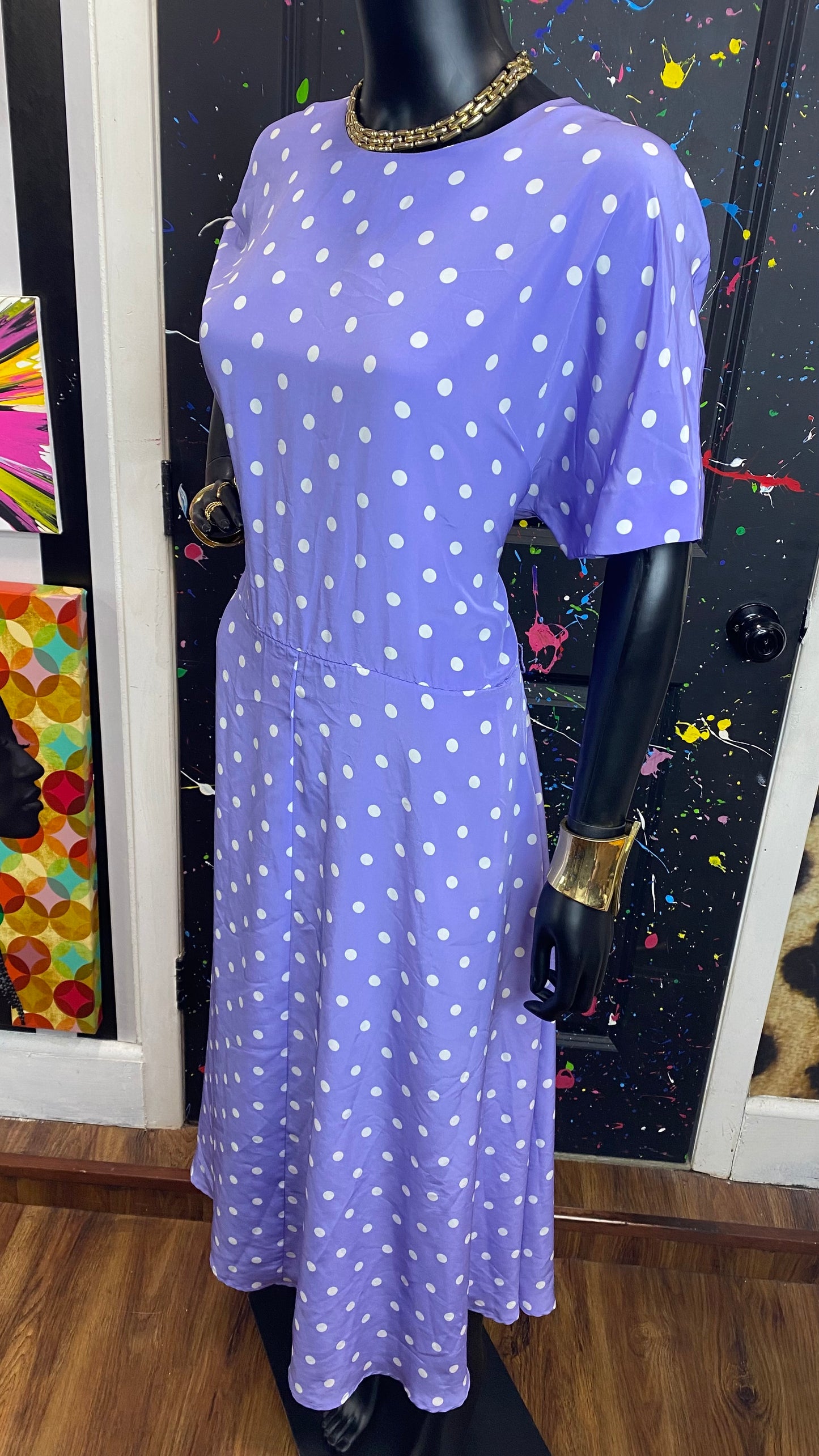 Vintage Purple & White Polka Dot Dress (14)