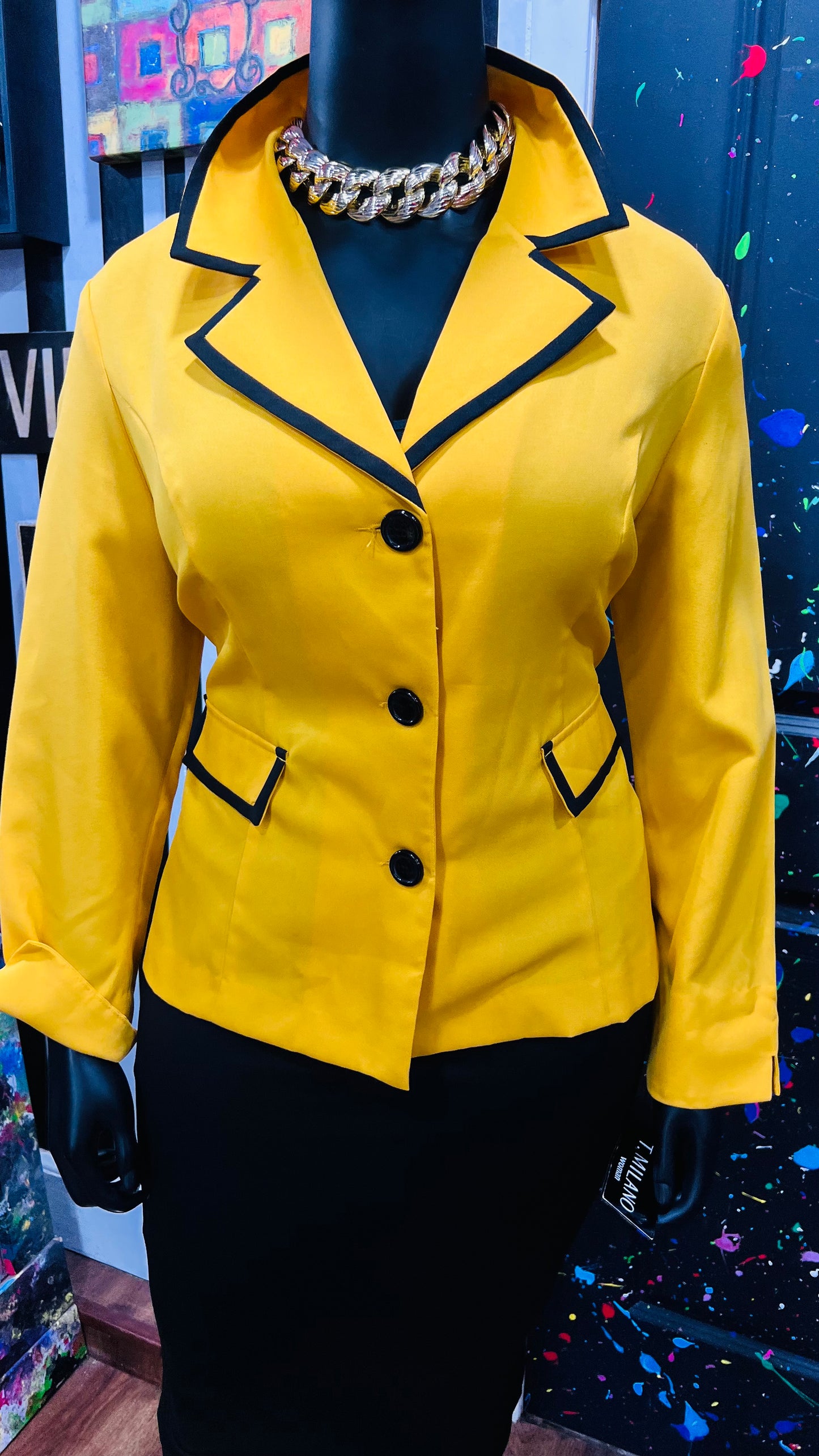 Vintage Yellow & Black Blazer (22W)