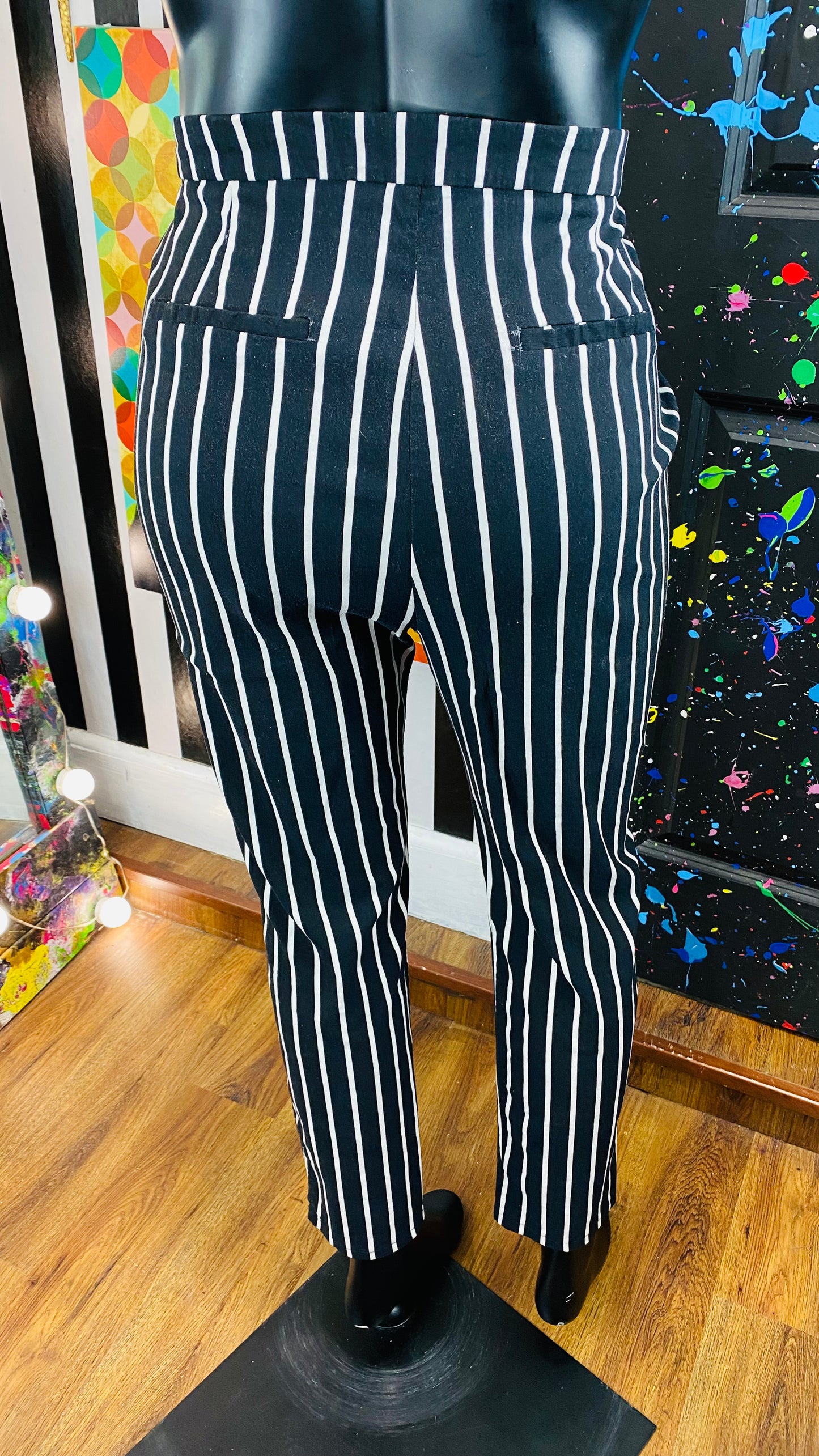 B&W Striped Stretch Pants