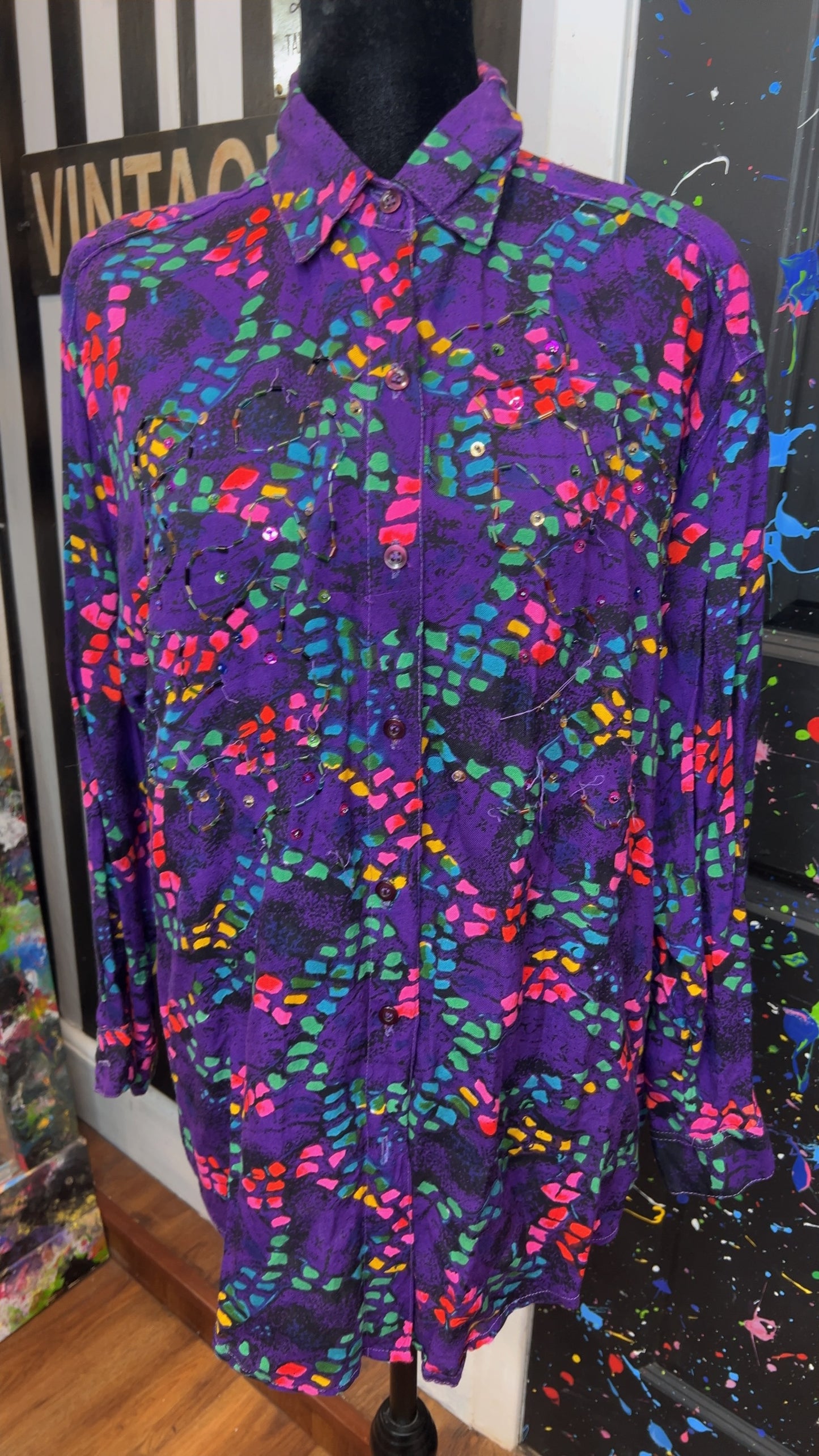 Vintage Rayon Sequin Blouse (16)