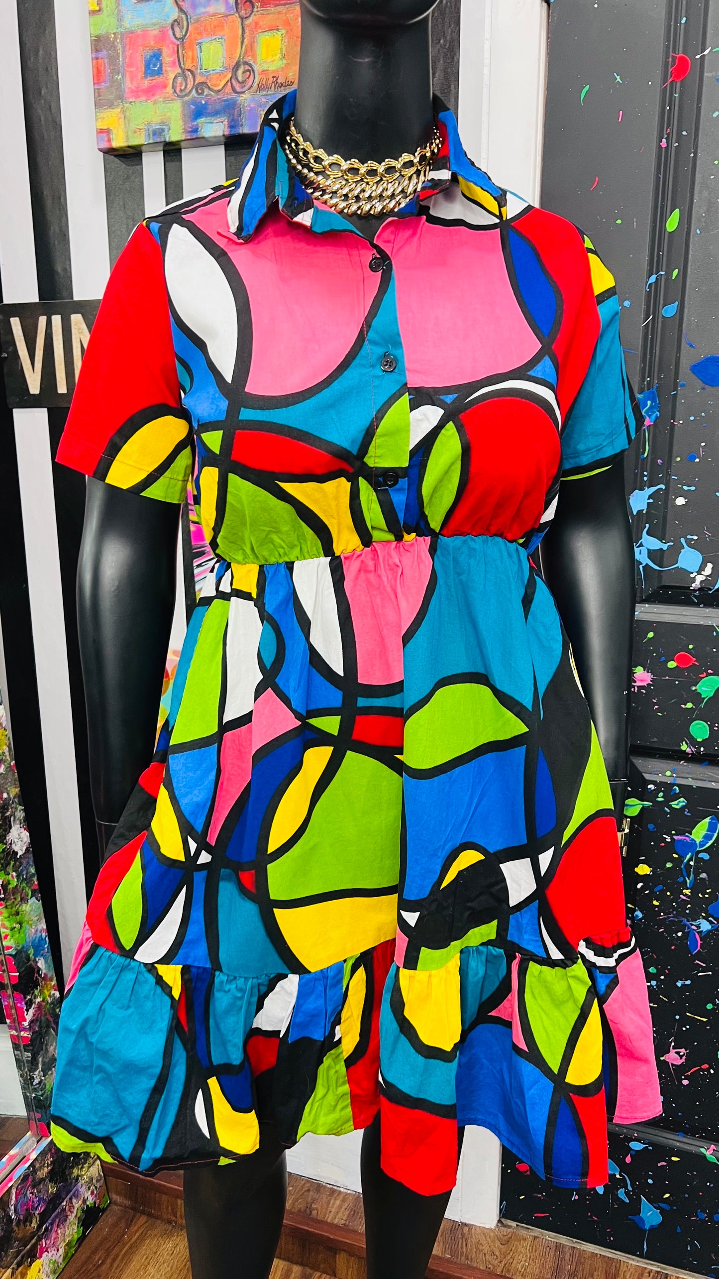 100% Cotton African Abstract Print Dress (14)