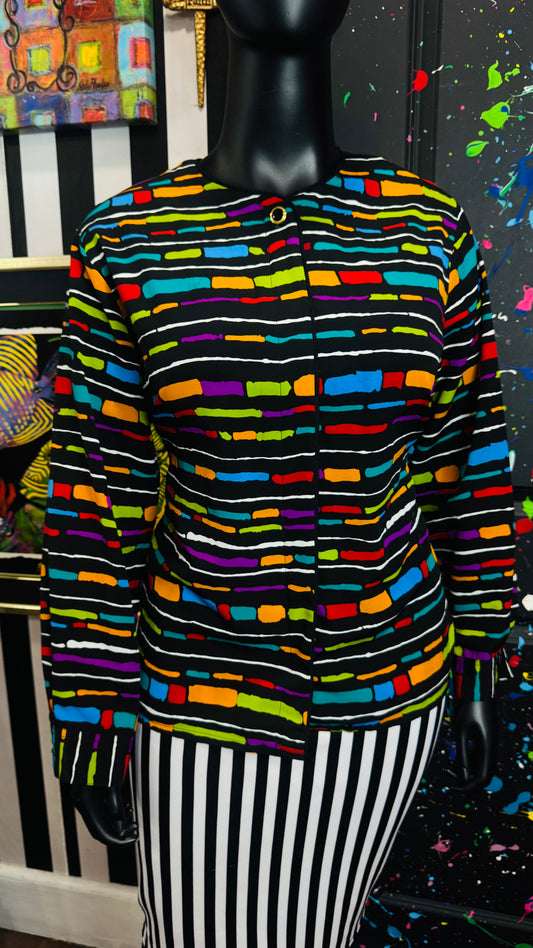 Vintage Color Block Long Sleeve Blouse (20)