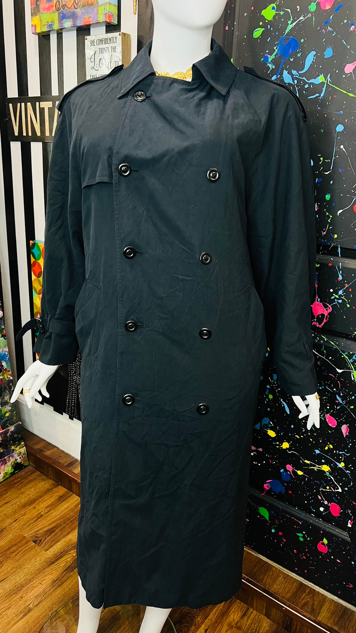 Vintage Black Trench Coat (18)