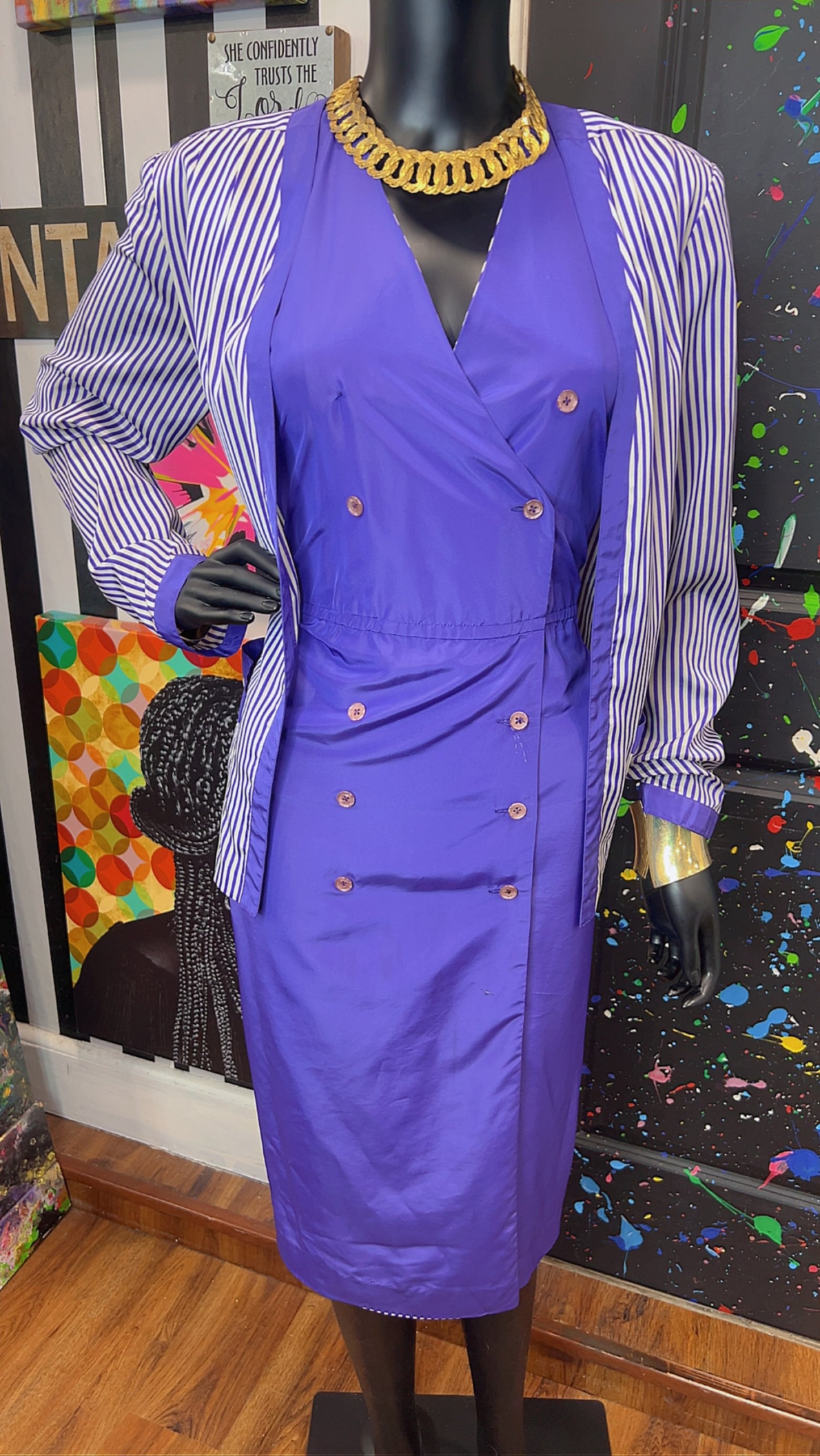 Vintage Purple & White Dress & Duster (14)