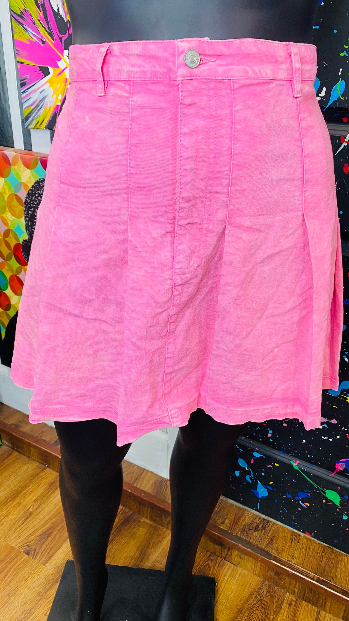 Denim Pink Pleated Skirt (22/24)