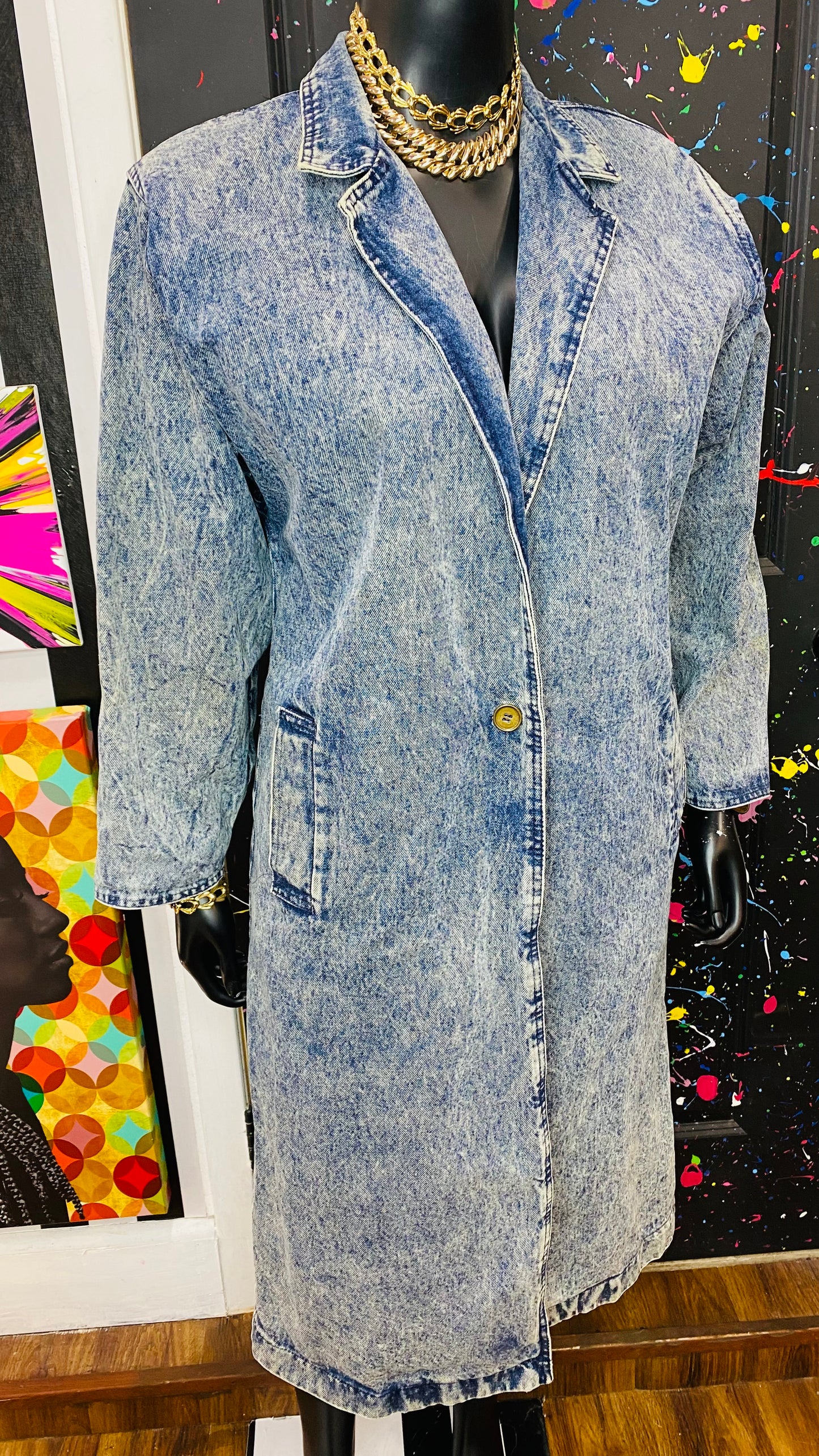 Vintage Acid Wash Denim Duster (16)