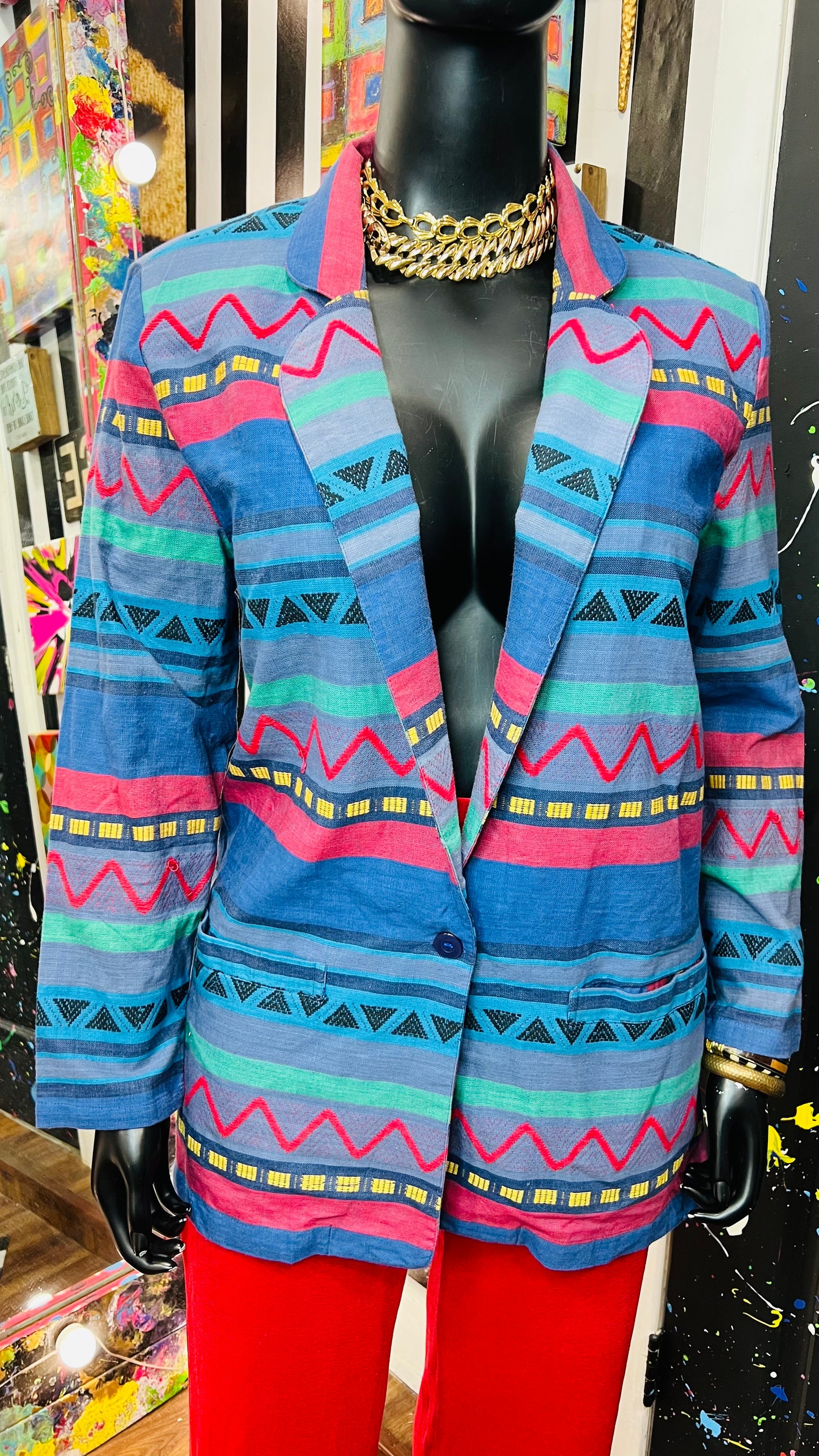 Vintage Tribal Print Blazer (18)