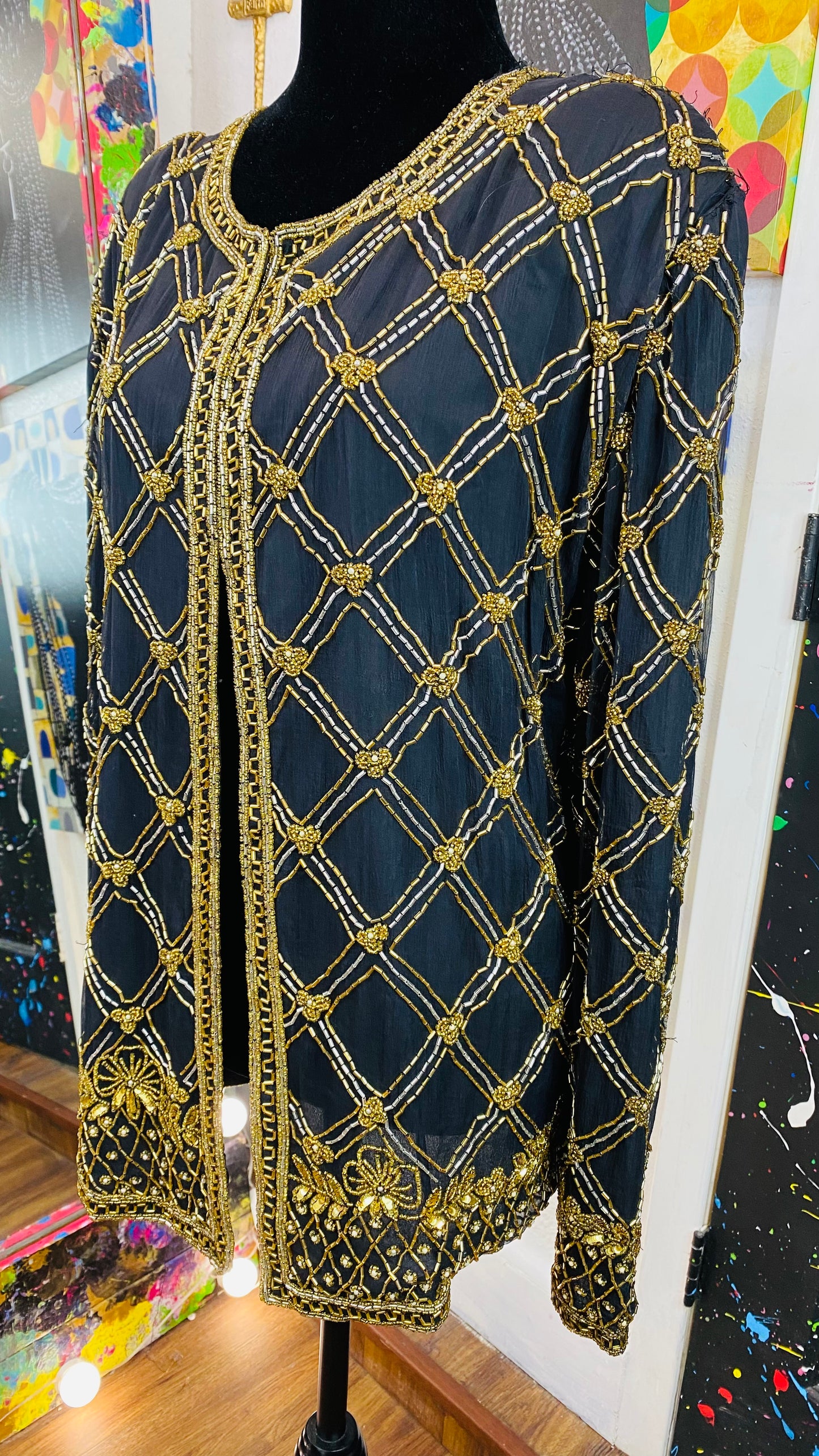 Vintage 100% Silk Sequins Blazer