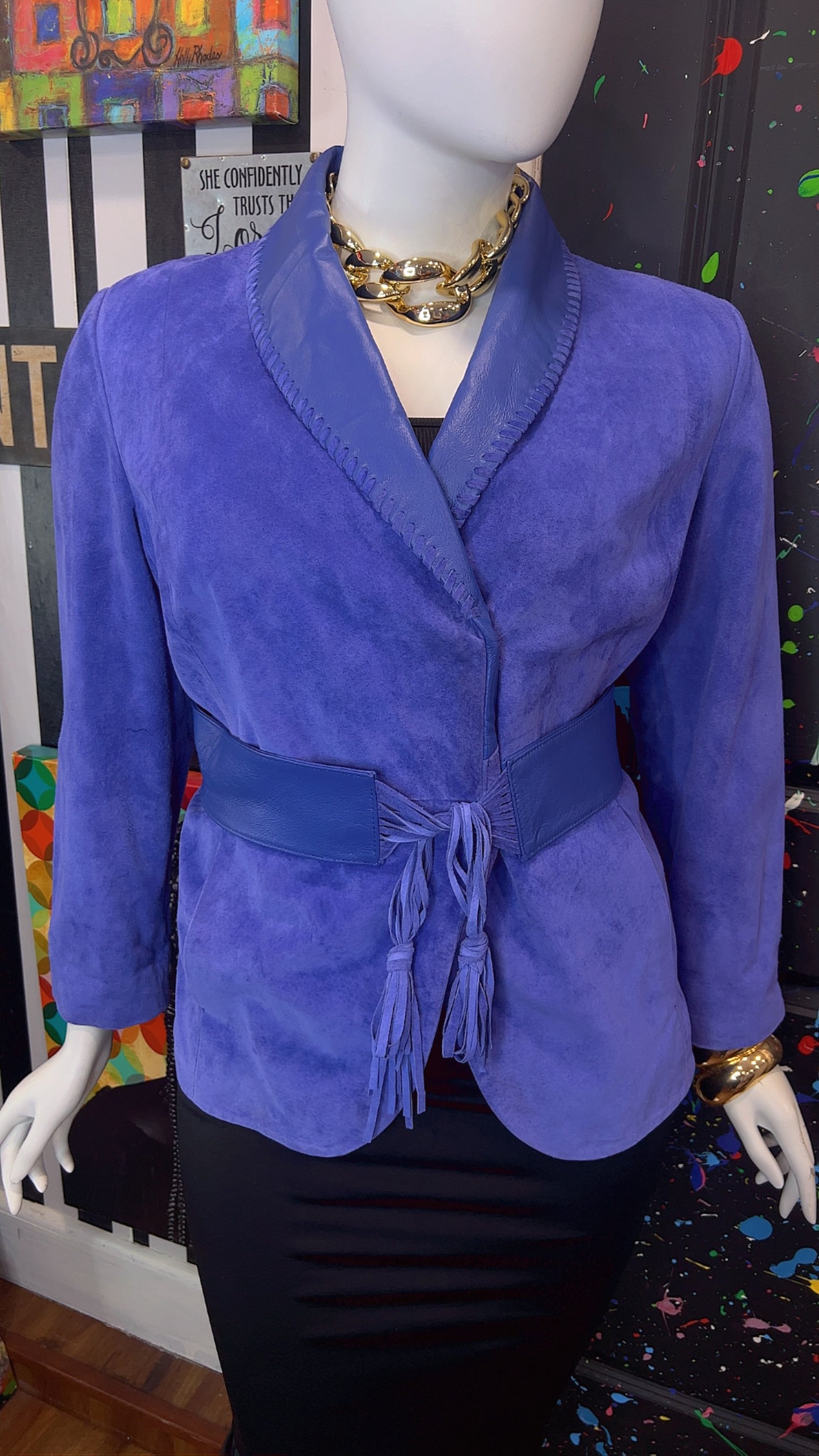 Vintage Suede Leather Jacket with Belt (18)