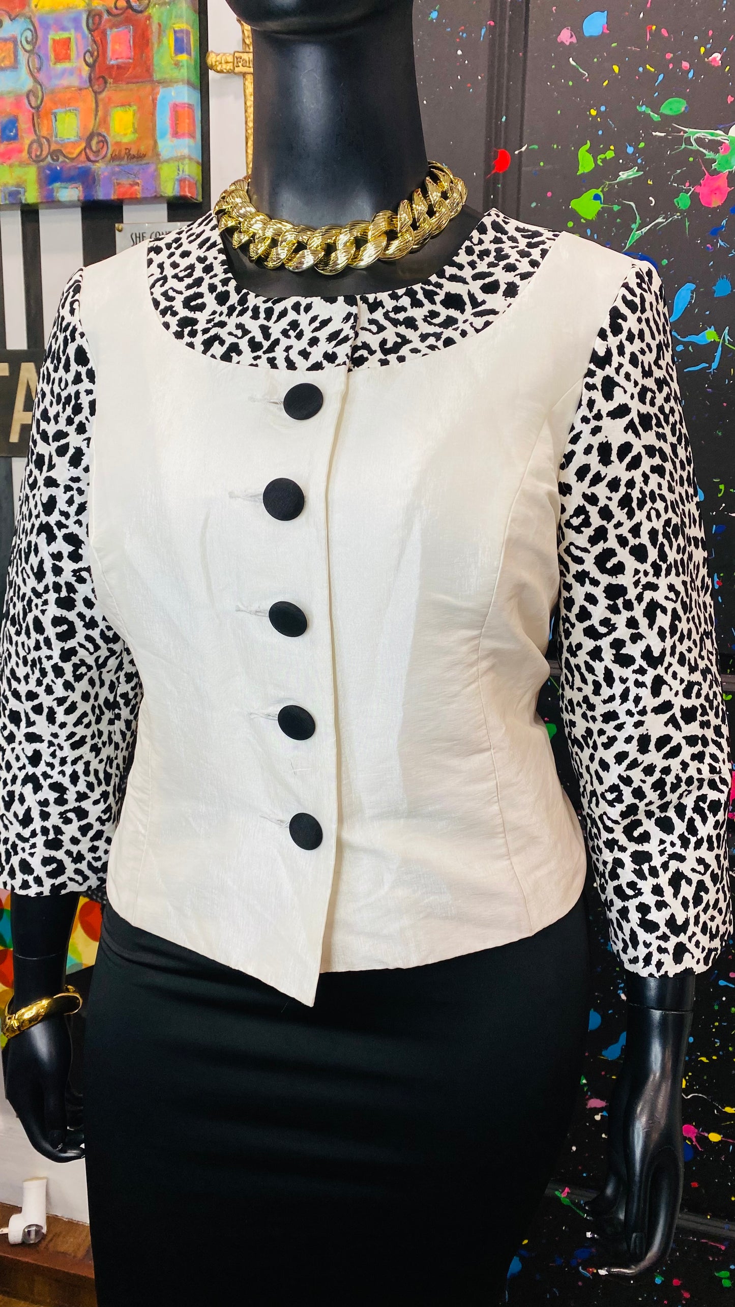 Vintage Animal Print Sleeve Blazer (18W)