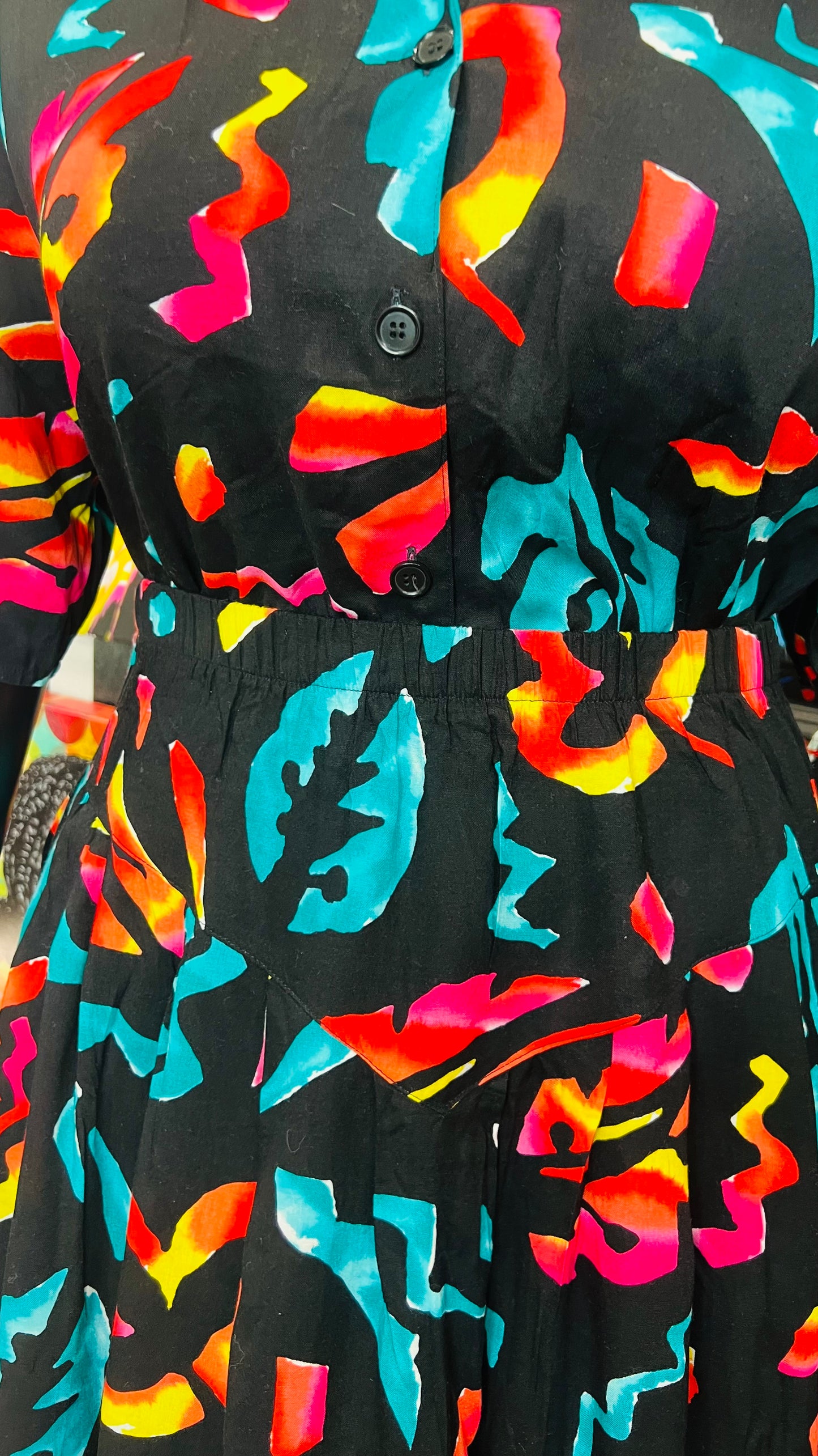 Vintage Abstract Rayon Skirt Set (16)