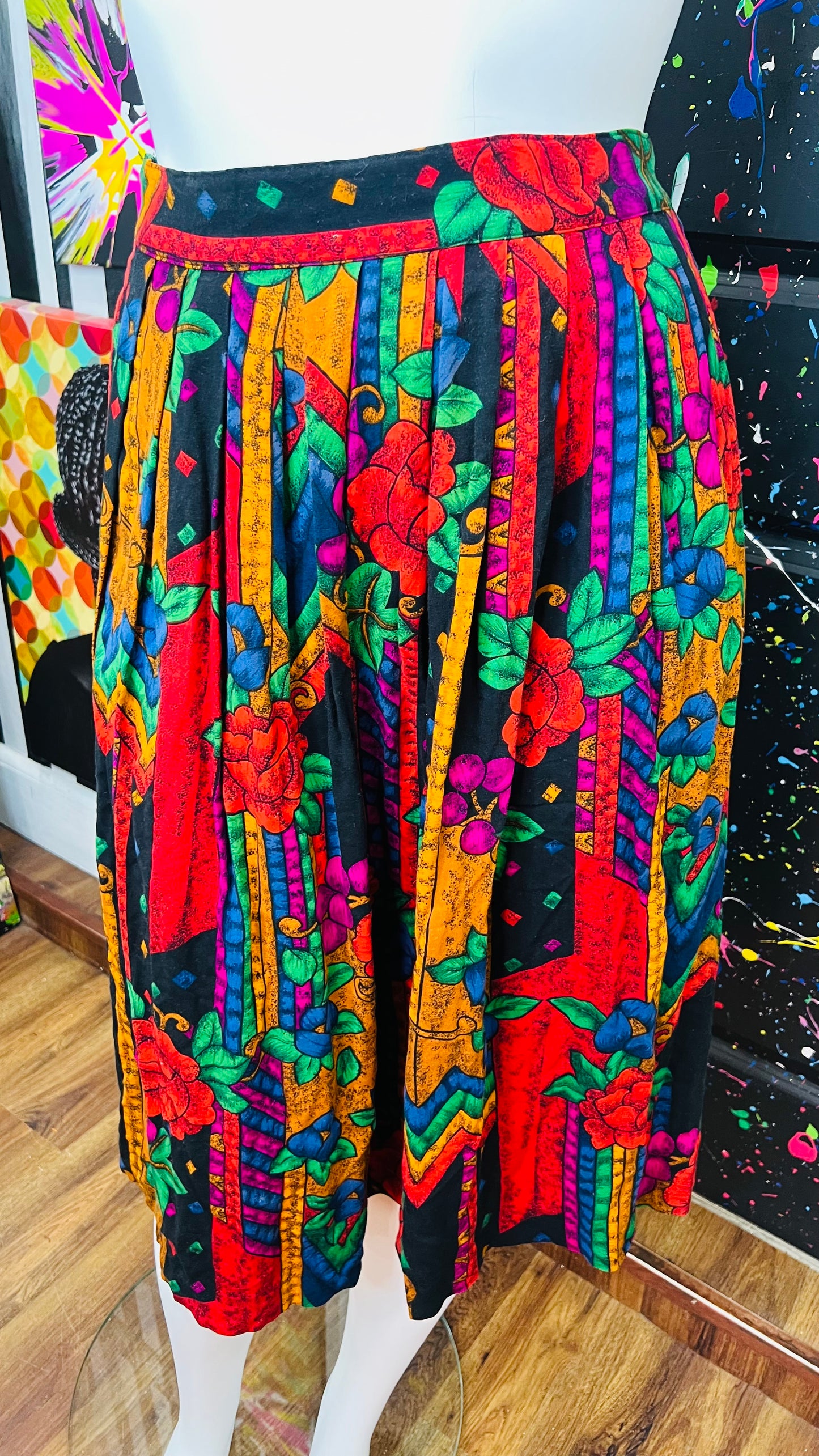 Vintage Vibrant 90’s Rayon Skirt (16)