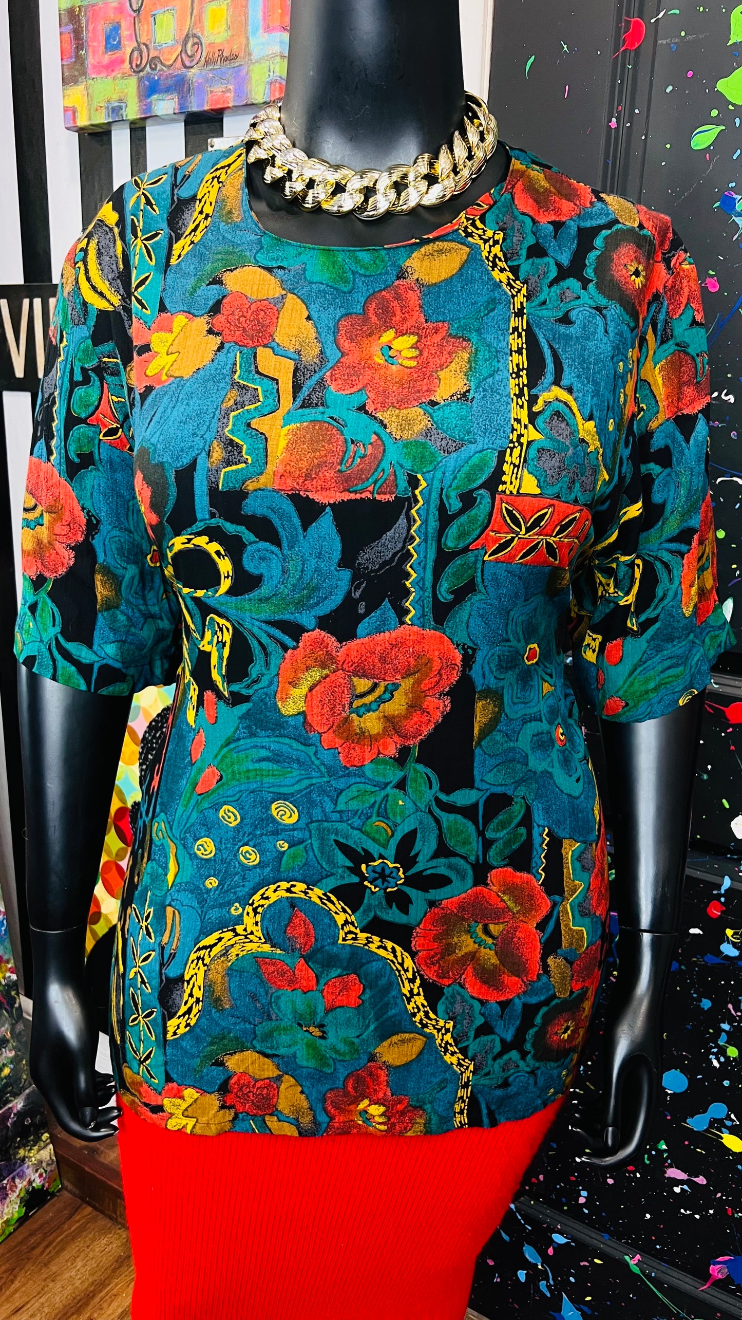 Vintage Rayon Floral Blouse (20)